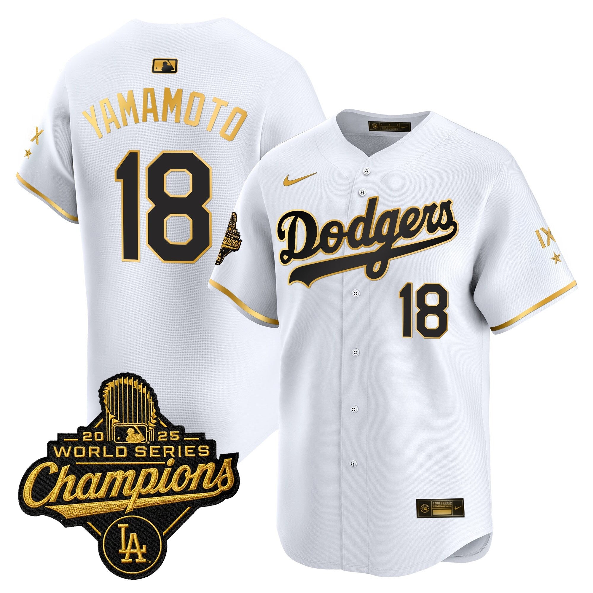 Men's Los Angeles Dodgers 9-Time Champions Gold Trim Vapor Premier Limited Jersey - All Stitched