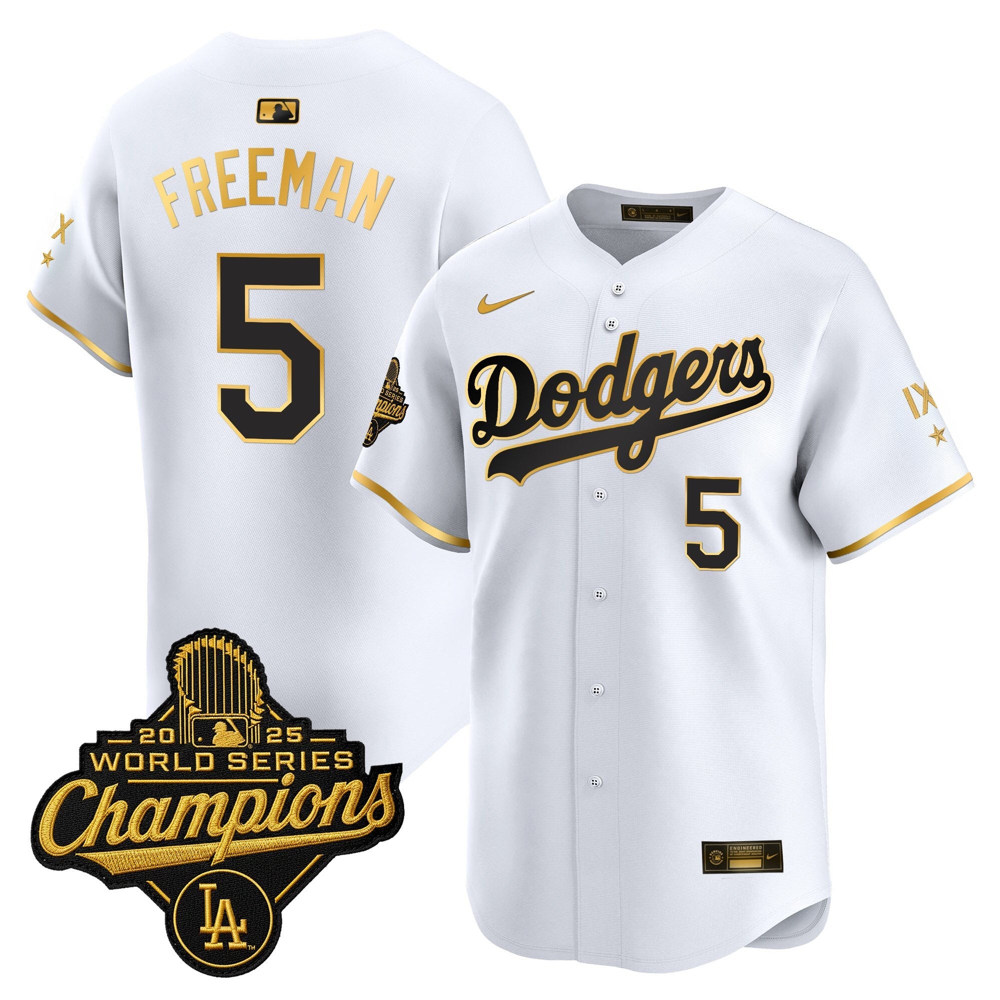 Men's Los Angeles Dodgers 9-Time Champions Gold Trim Vapor Premier Limited Jersey - All Stitched