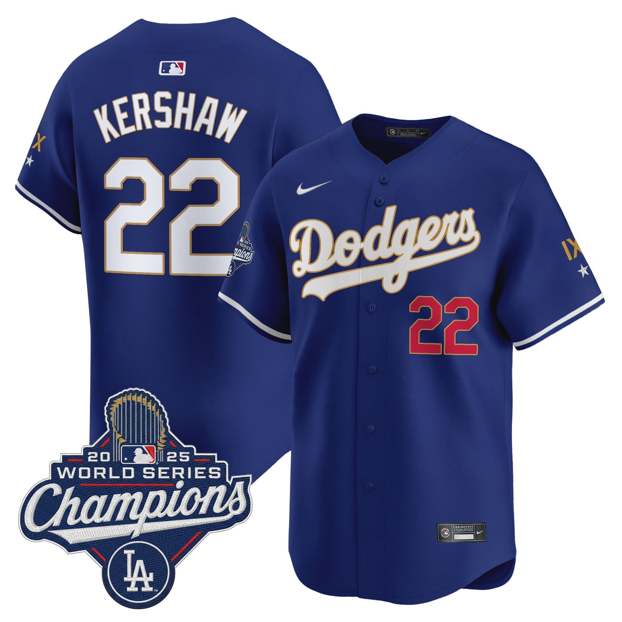Men's Los Angeles Dodgers 9-Time Champions Gold Trim Vapor Premier Limited Jersey - All Stitched