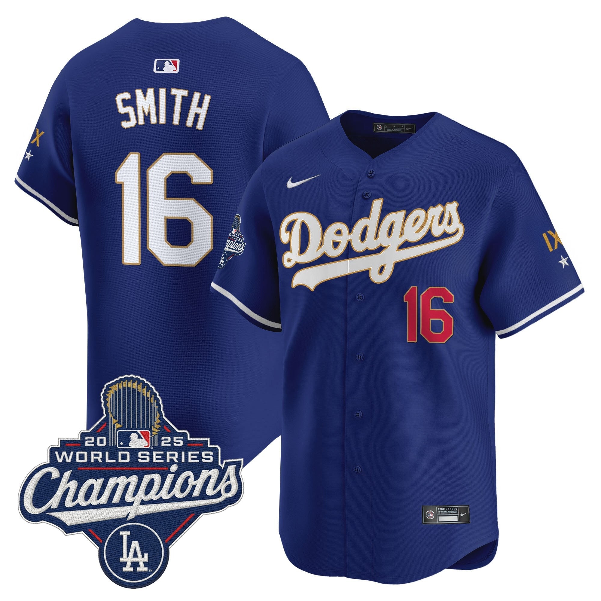 Men's Los Angeles Dodgers 9-Time Champions Gold Trim Vapor Premier Limited Jersey - All Stitched