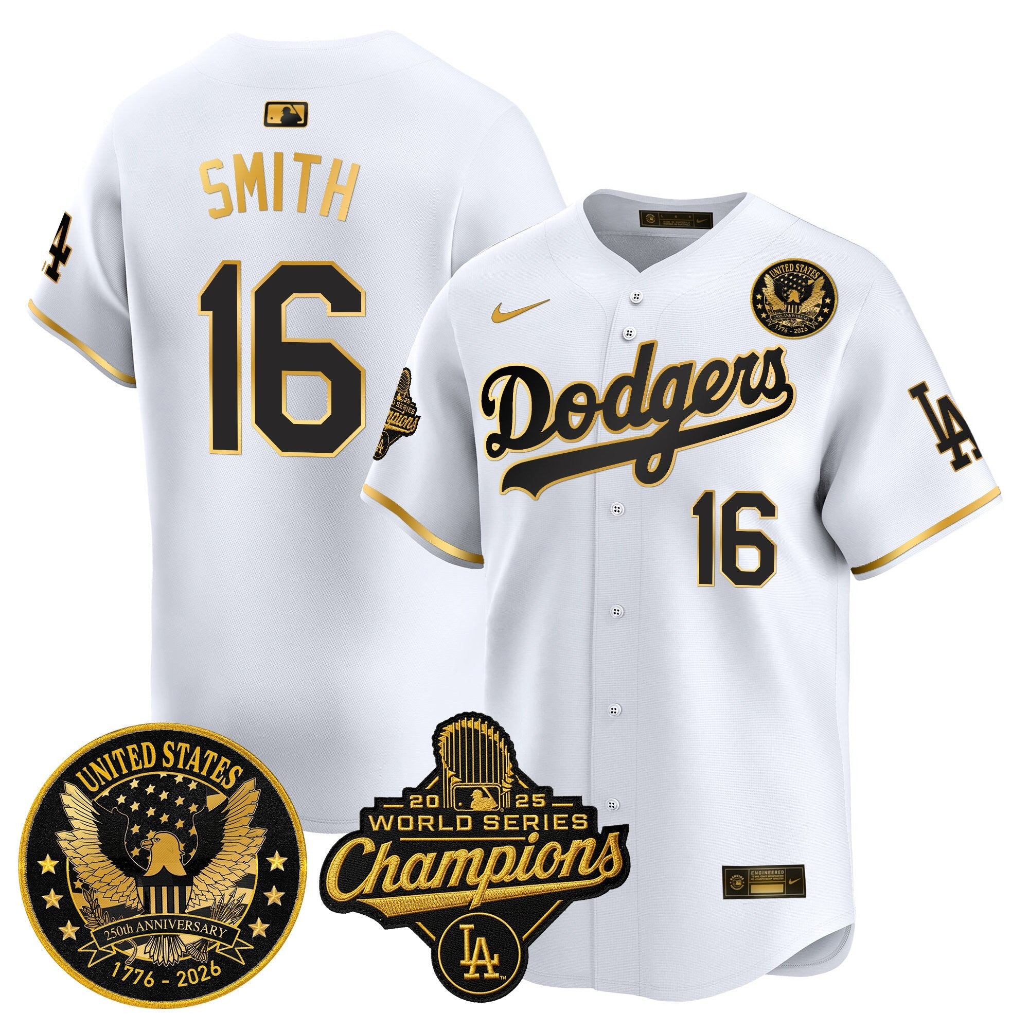 Men's Dodgers 2025 World Series Champions & America 250th Patch Vapor Premier Limited Jersey - All Stitched