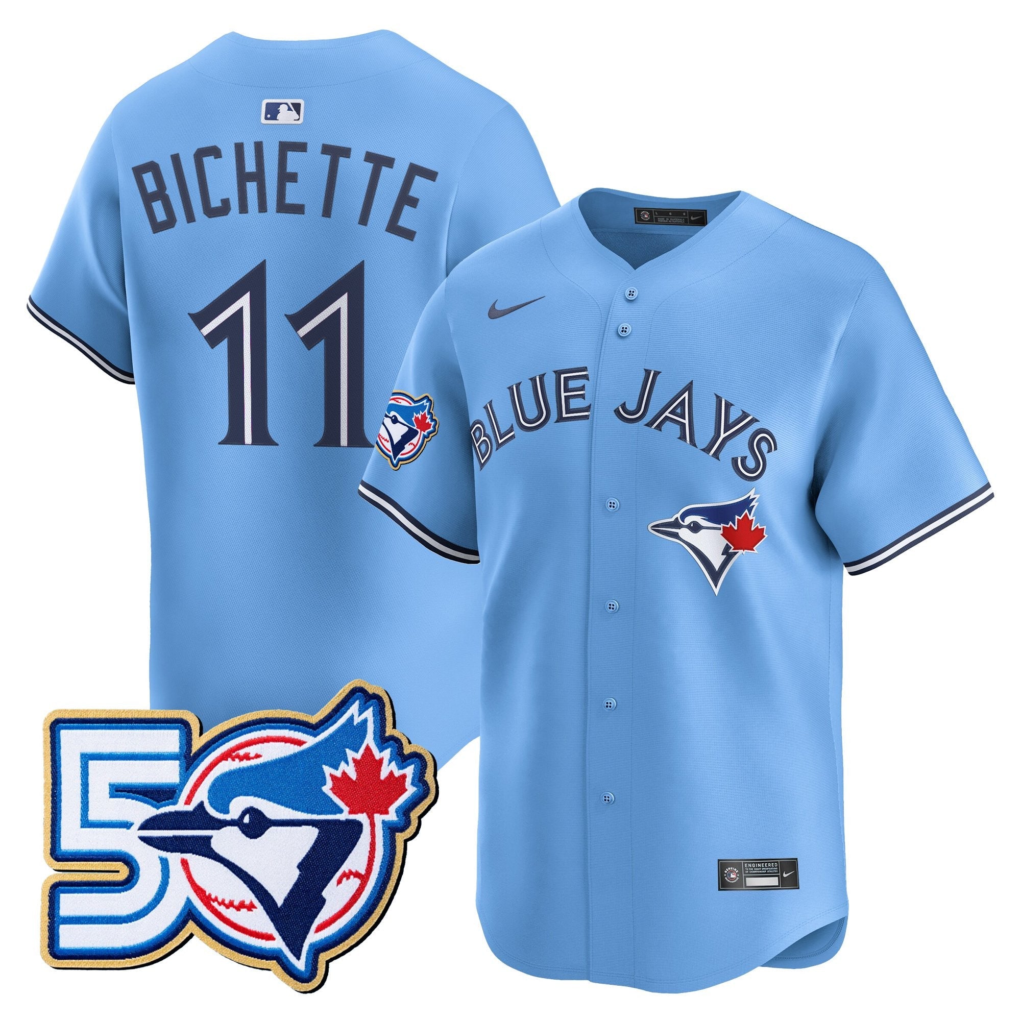 Men's Toronto Blue Jays 50 Seasons Patch Vapor Premier Limited Jersey - All Stitched