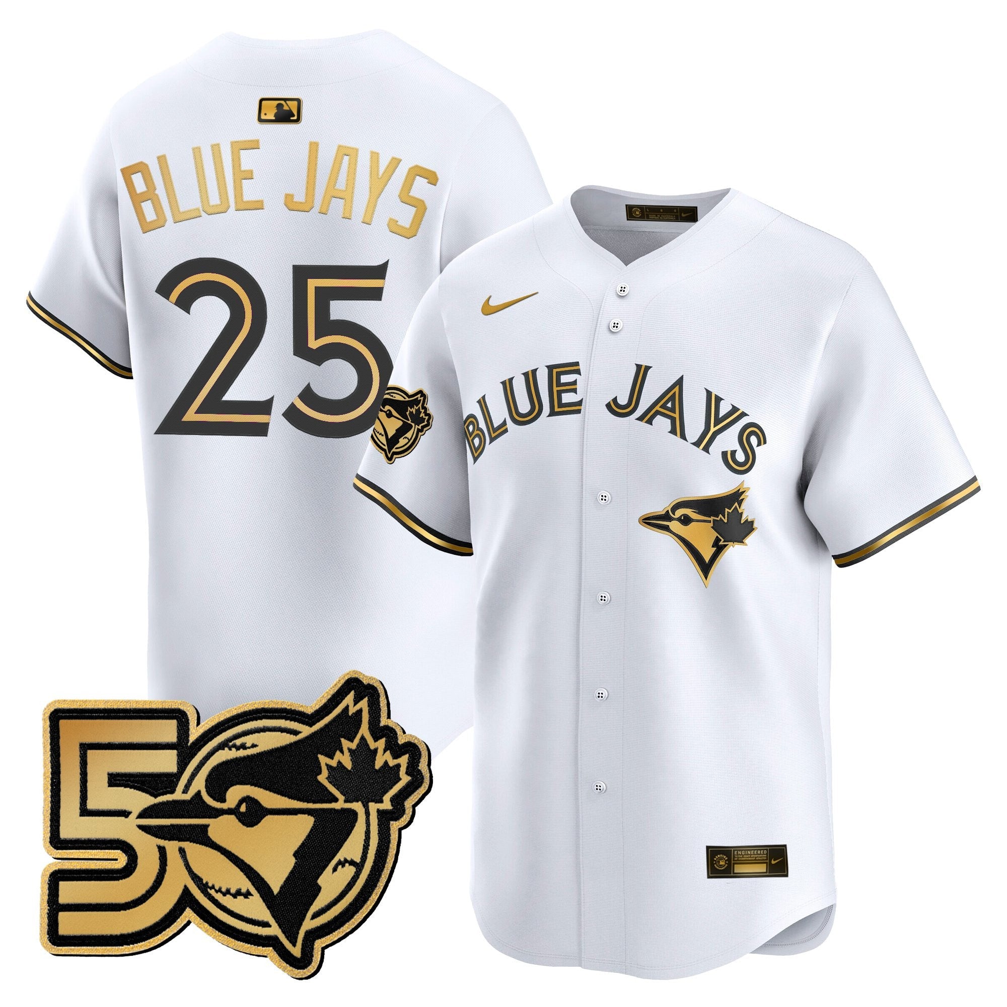 Men's Toronto Blue Jays 50 Seasons Patch Vapor Premier Limited Jersey - All Stitched