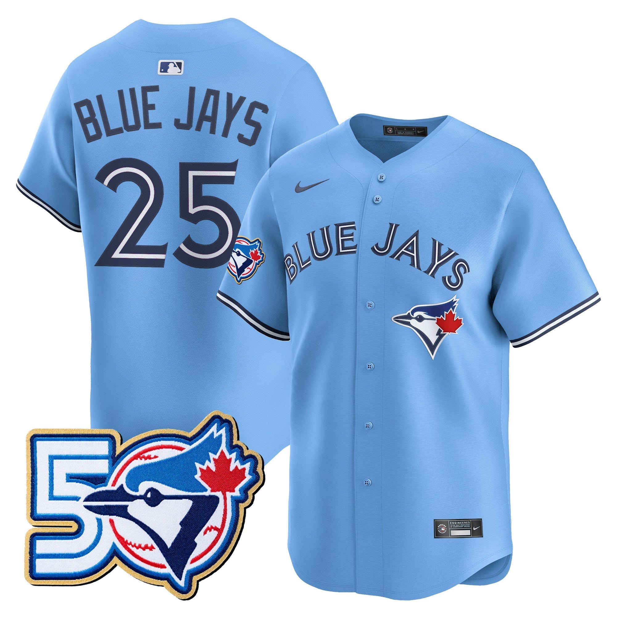 Men's Toronto Blue Jays 50 Seasons Patch Vapor Premier Limited Jersey - All Stitched