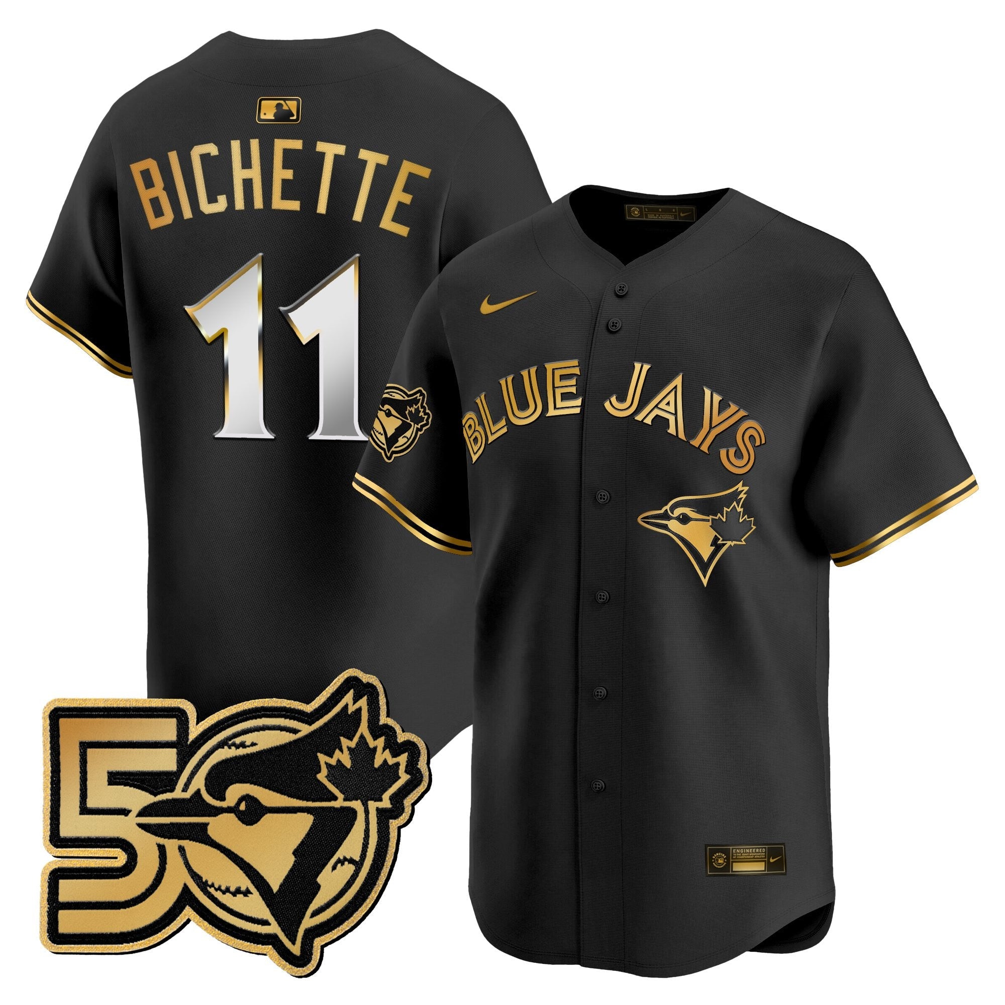 Men's Toronto Blue Jays 50 Seasons Patch Vapor Premier Limited Jersey - All Stitched
