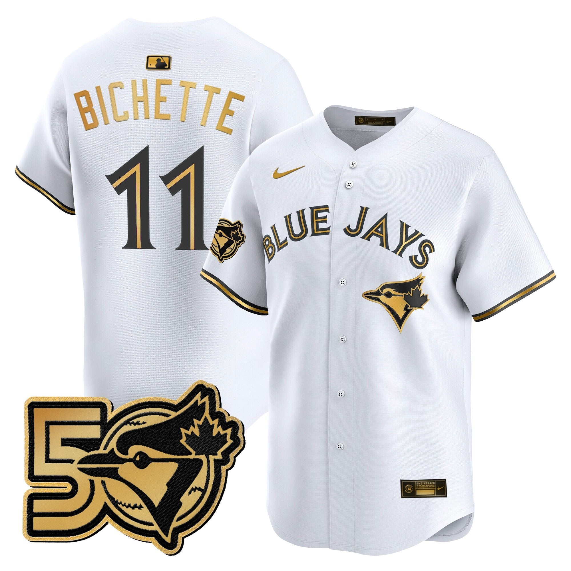 Men's Toronto Blue Jays 50 Seasons Patch Vapor Premier Limited Jersey - All Stitched