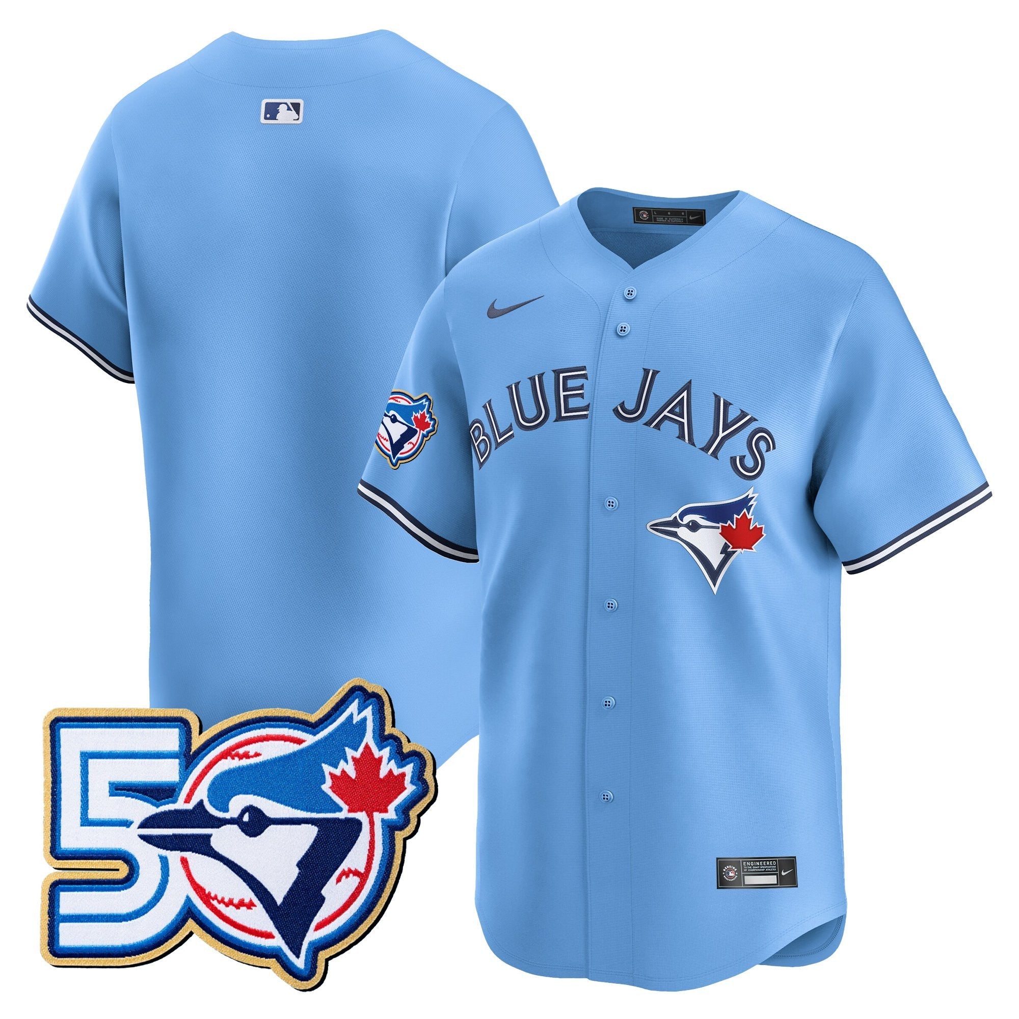 Men's Toronto Blue Jays 50 Seasons Patch Vapor Premier Limited Jersey - All Stitched
