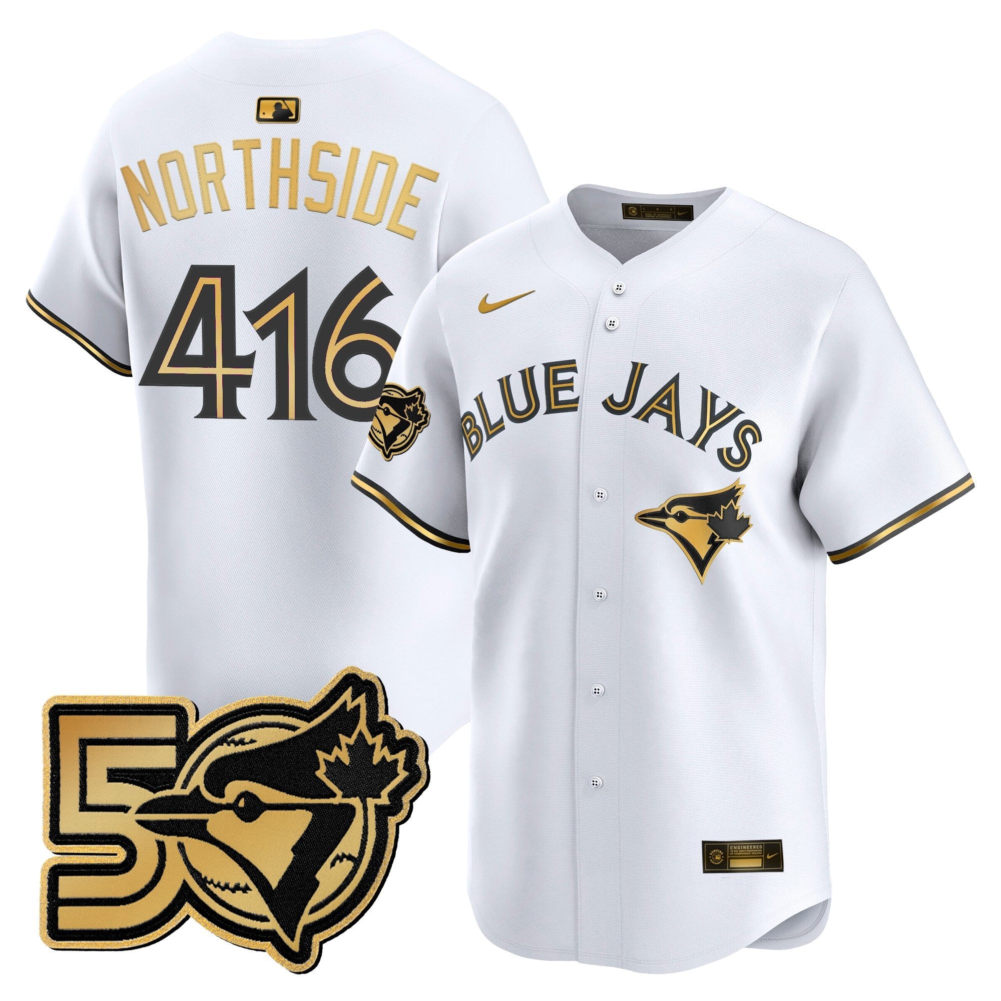 Men's Toronto Blue Jays 50 Seasons Patch Vapor Premier Limited Jersey - All Stitched