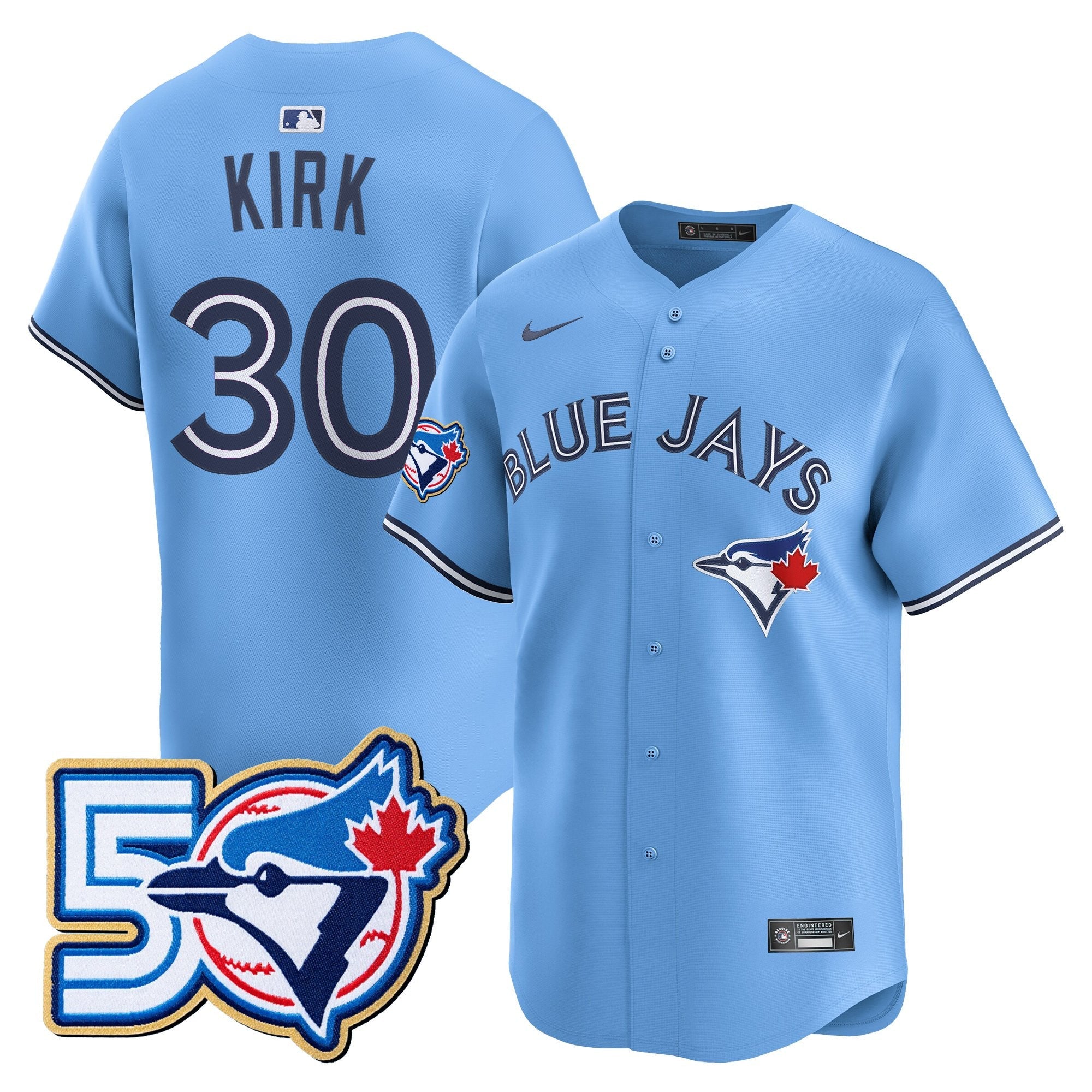Men's Toronto Blue Jays 50 Seasons Patch Vapor Premier Limited Jersey - All Stitched