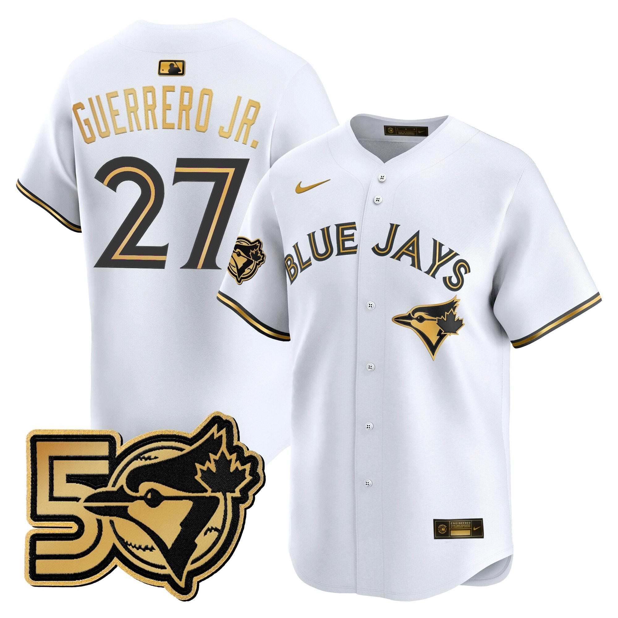 Men's Toronto Blue Jays 50 Seasons Patch Vapor Premier Limited Jersey - All Stitched
