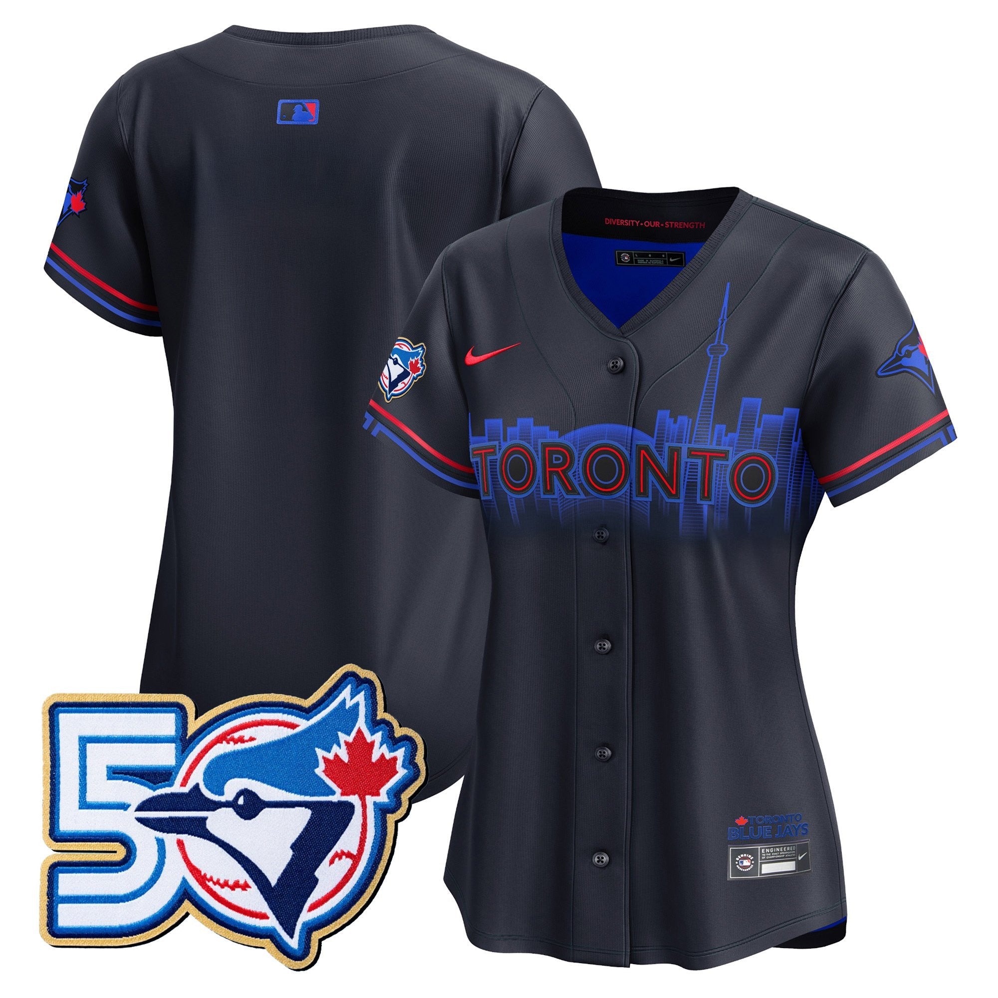 Women's Toronto Blue Jays 50 Seasons Patch Vapor Premier Limited Jersey - All Stitched
