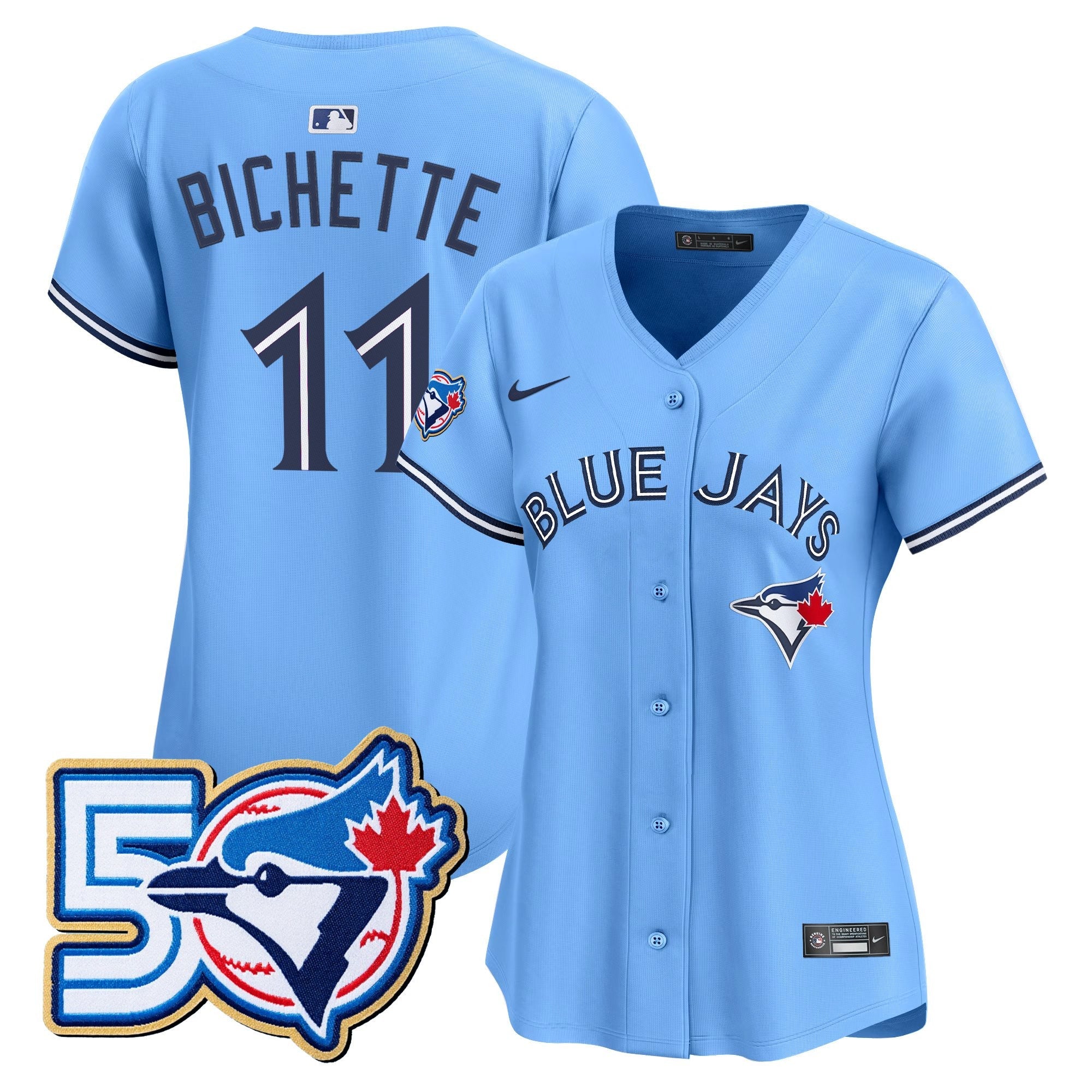 Women's Toronto Blue Jays 50 Seasons Patch Vapor Premier Limited Jersey - All Stitched