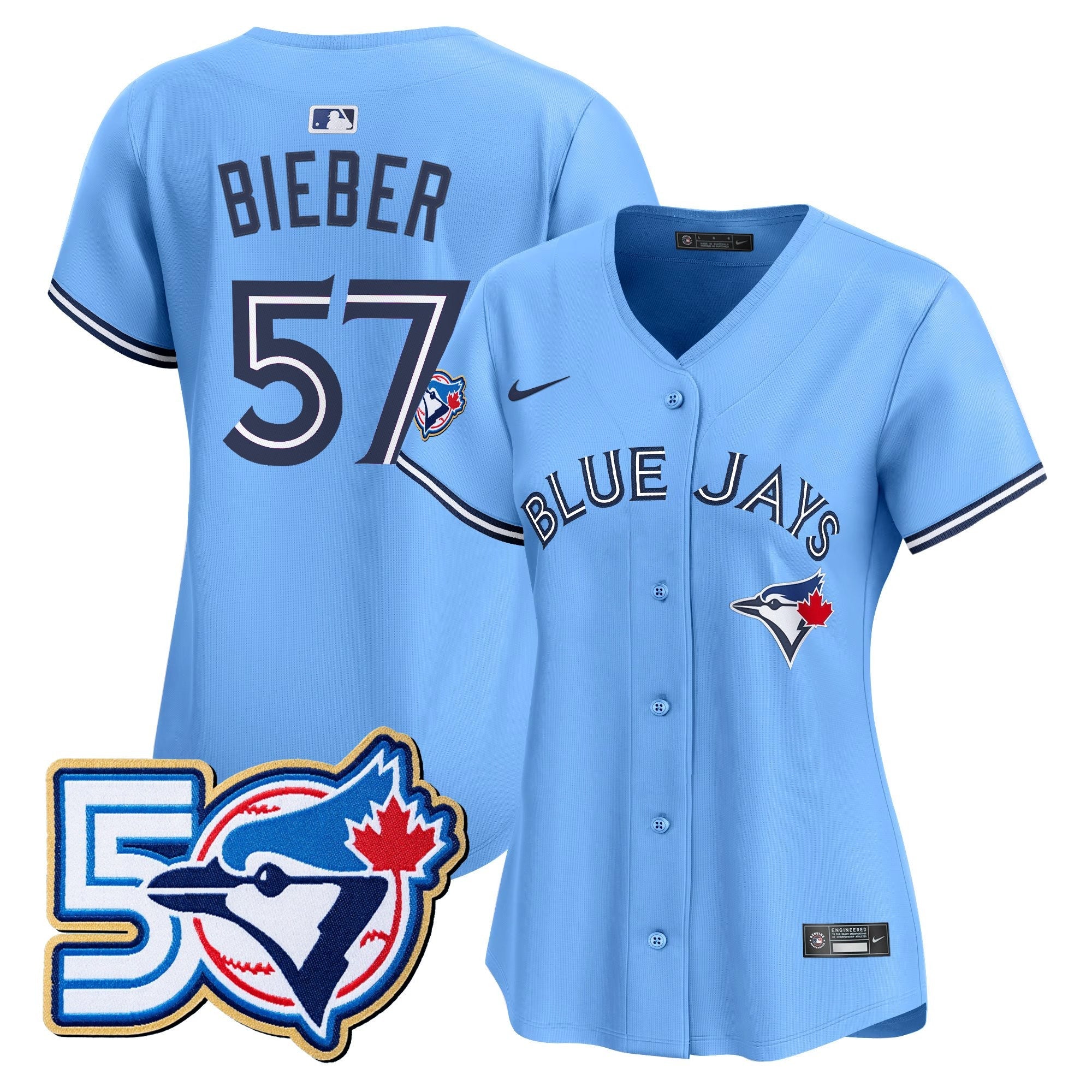 Women's Toronto Blue Jays 50 Seasons Patch Vapor Premier Limited Jersey - All Stitched