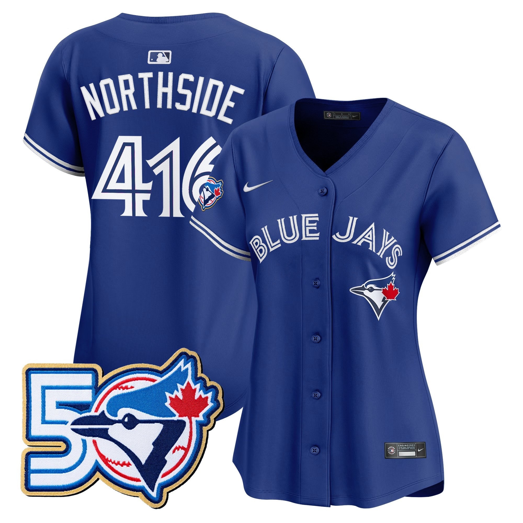 Women's Toronto Blue Jays 50 Seasons Patch Vapor Premier Limited Jersey - All Stitched