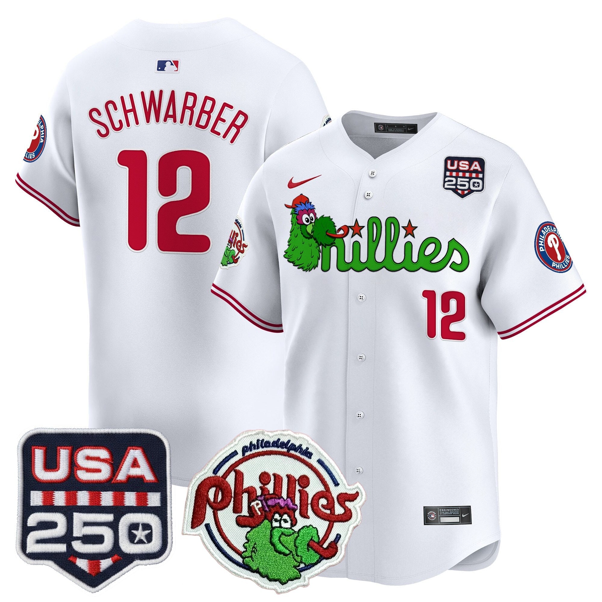 Men's Philadelphia Phillies Phanatic & 250America Patch Vapor Premier Limited Jersey - All Stitched