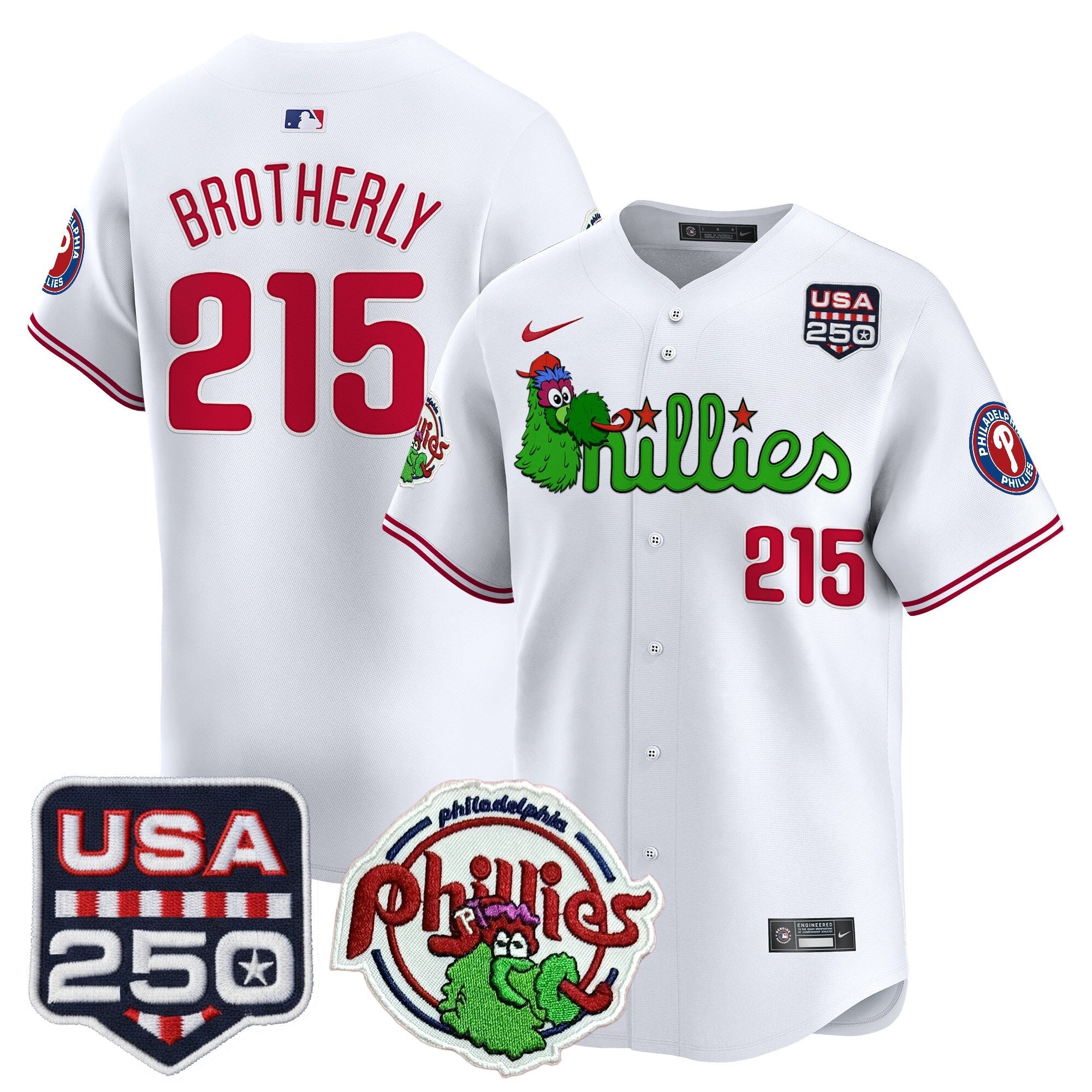 Men's Philadelphia Phillies Phanatic & 250America Patch Vapor Premier Limited Jersey - All Stitched
