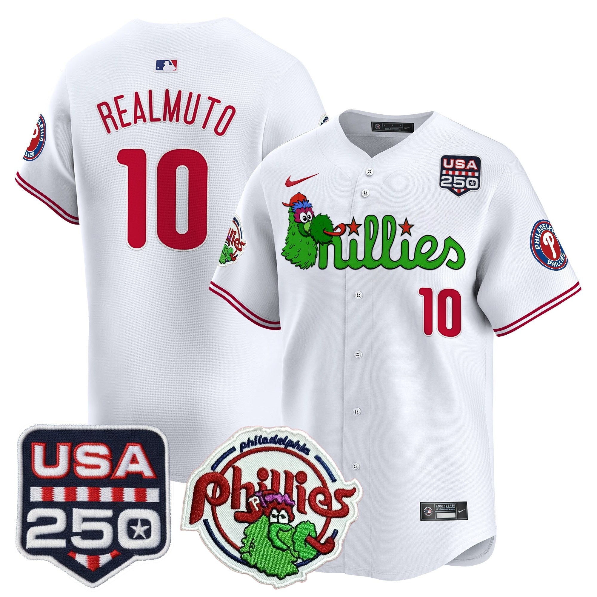 Men's Philadelphia Phillies Phanatic & 250America Patch Vapor Premier Limited Jersey - All Stitched