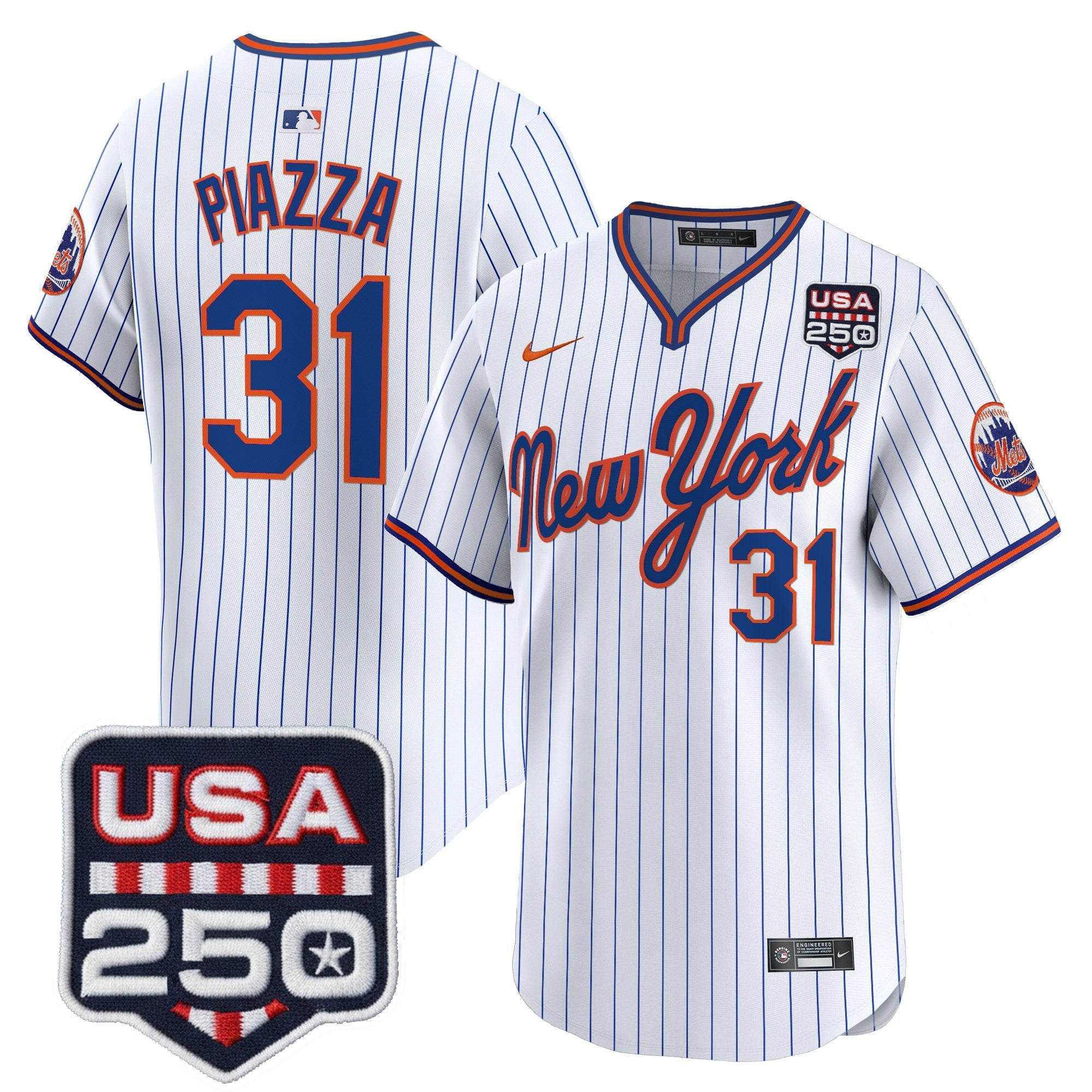 Men's New York Mets Road Alternate & 250America Patch Vapor Limited Jersey - All Stitched