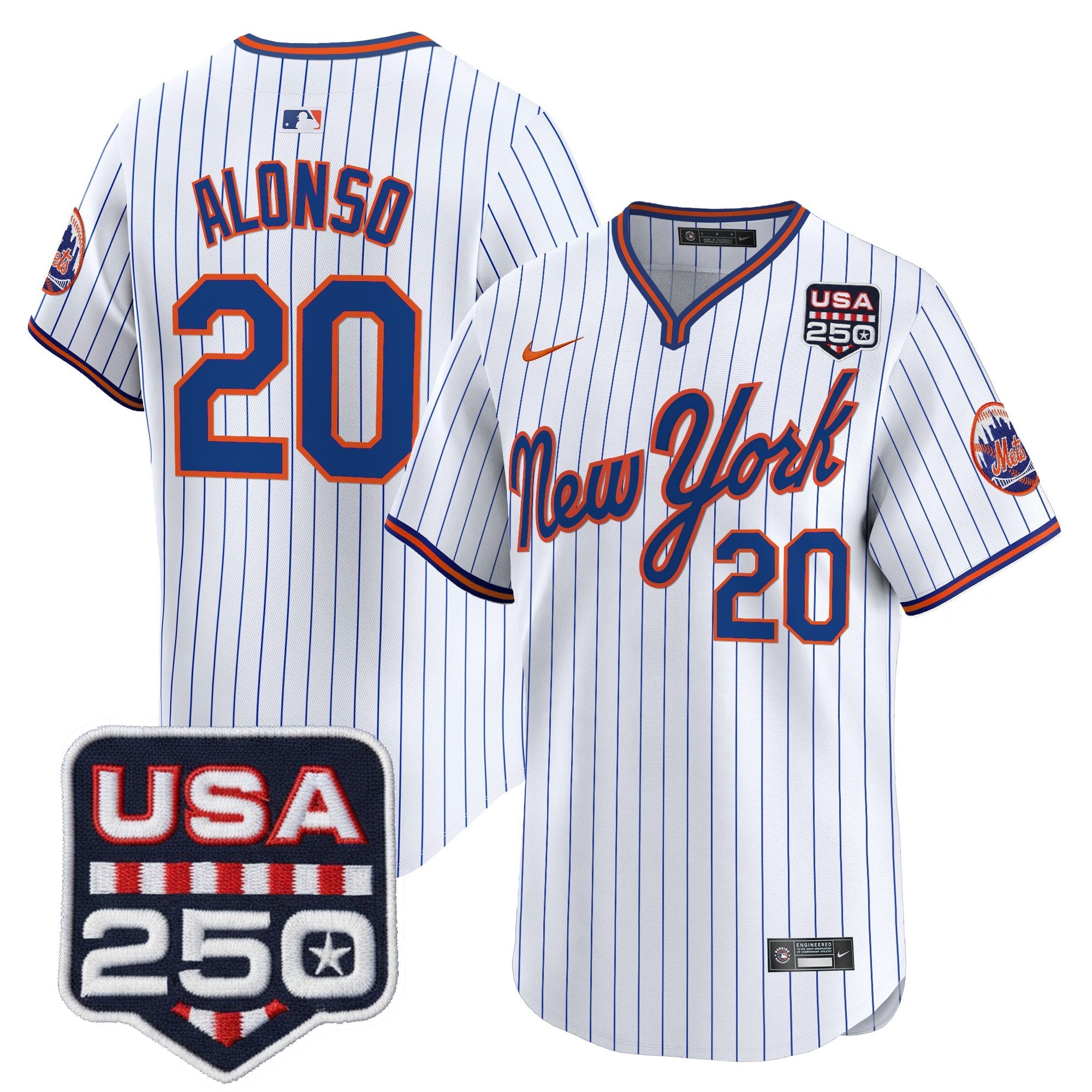 Men's New York Mets Road Alternate & 250America Patch Vapor Limited Jersey - All Stitched