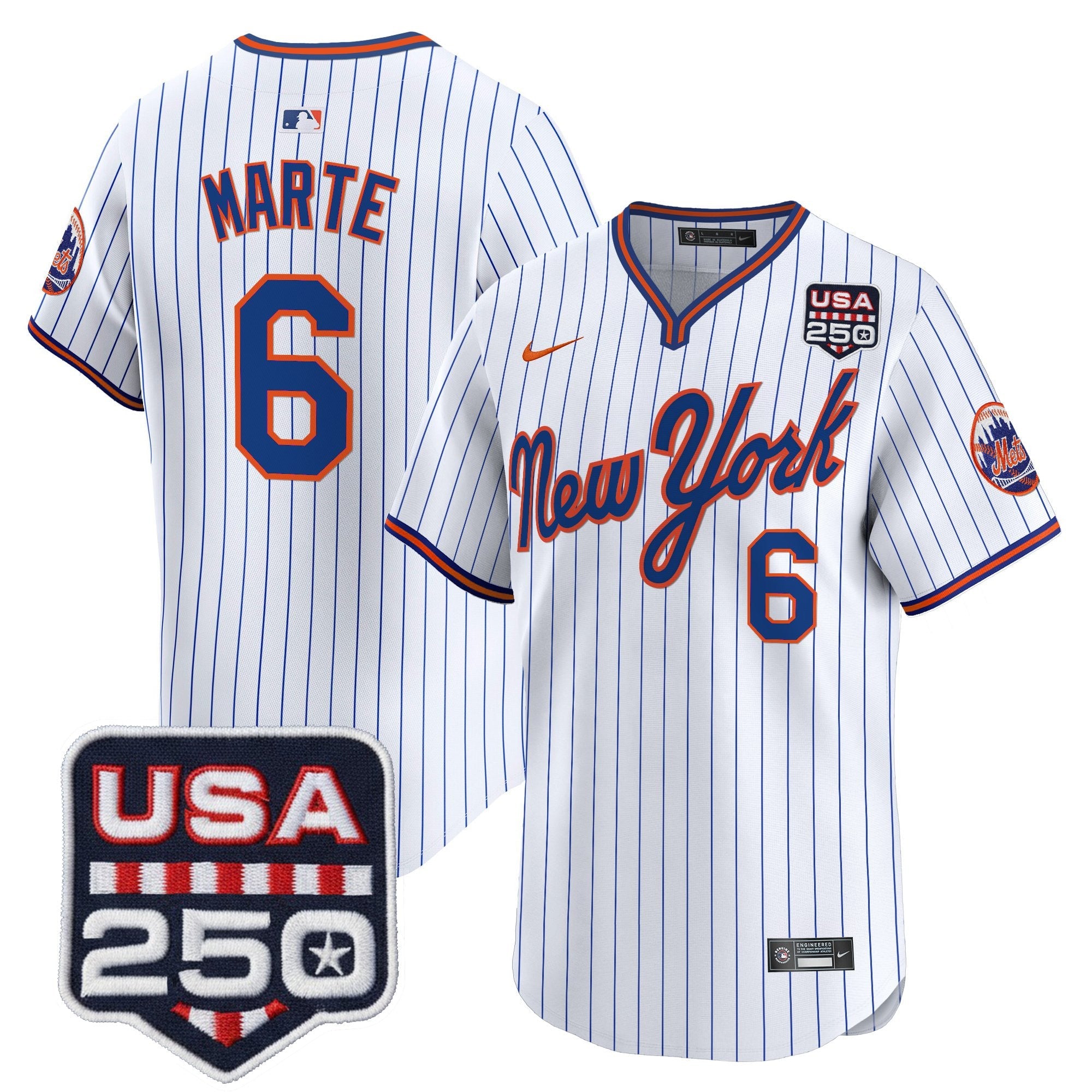 Men's New York Mets Road Alternate & 250America Patch Vapor Limited Jersey - All Stitched