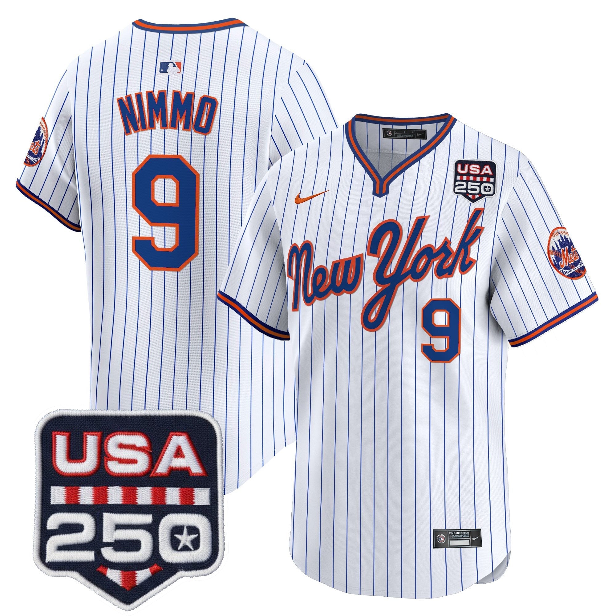 Men's New York Mets Road Alternate & 250America Patch Vapor Limited Jersey - All Stitched