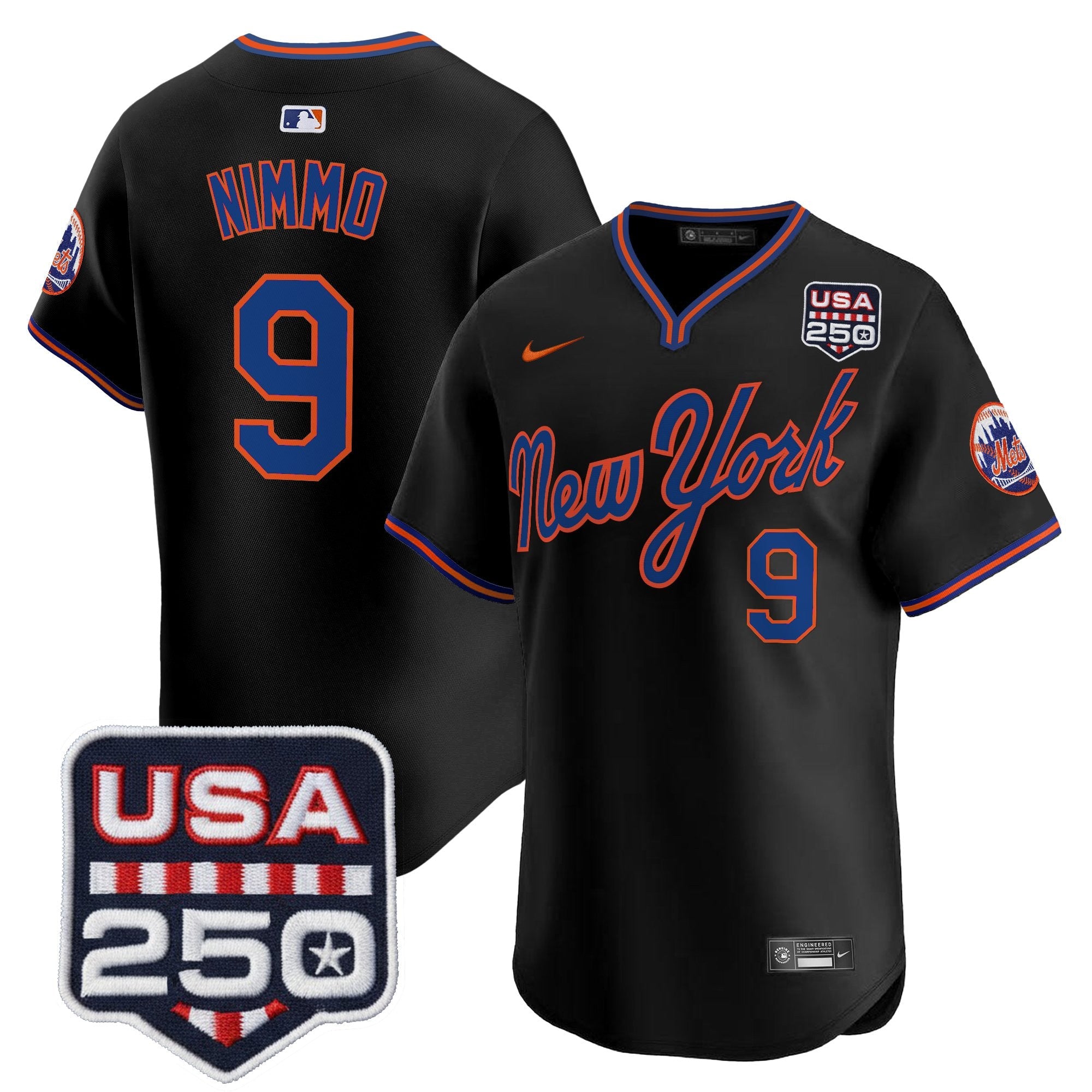 Men's New York Mets Road Alternate & 250America Patch Vapor Limited Jersey - All Stitched