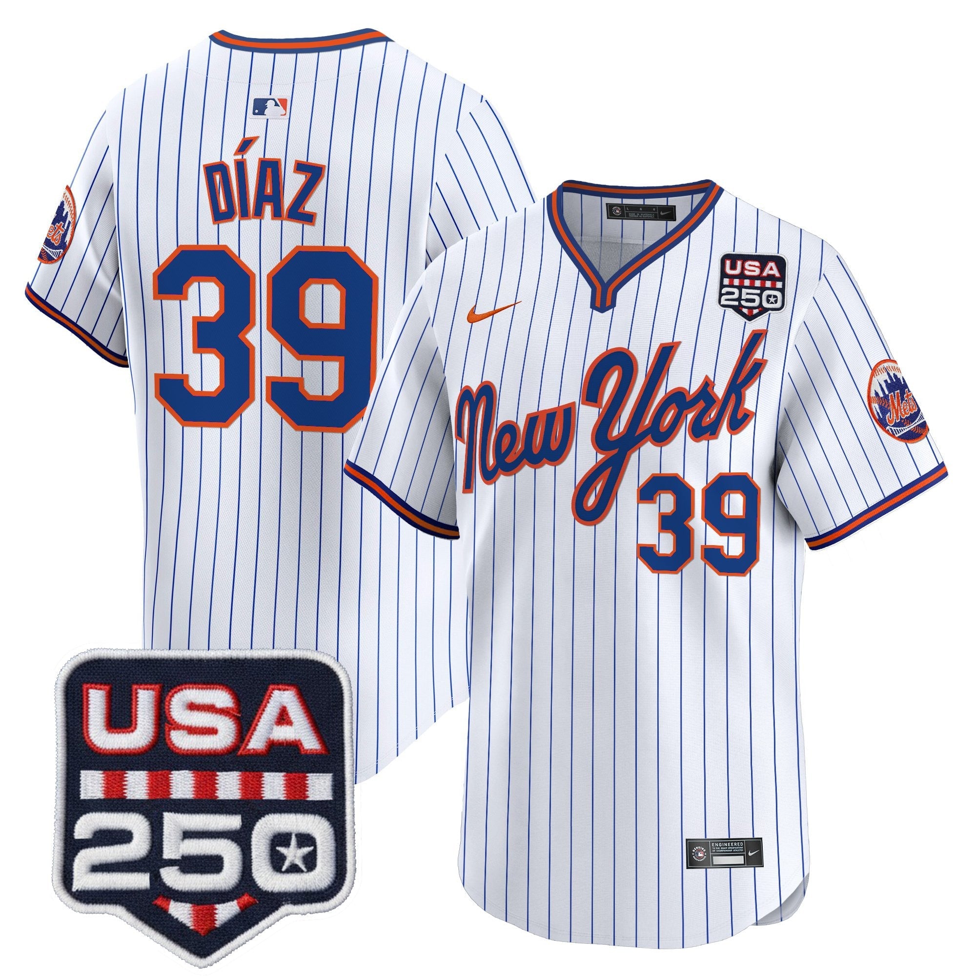 Men's New York Mets Road Alternate & 250America Patch Vapor Limited Jersey - All Stitched