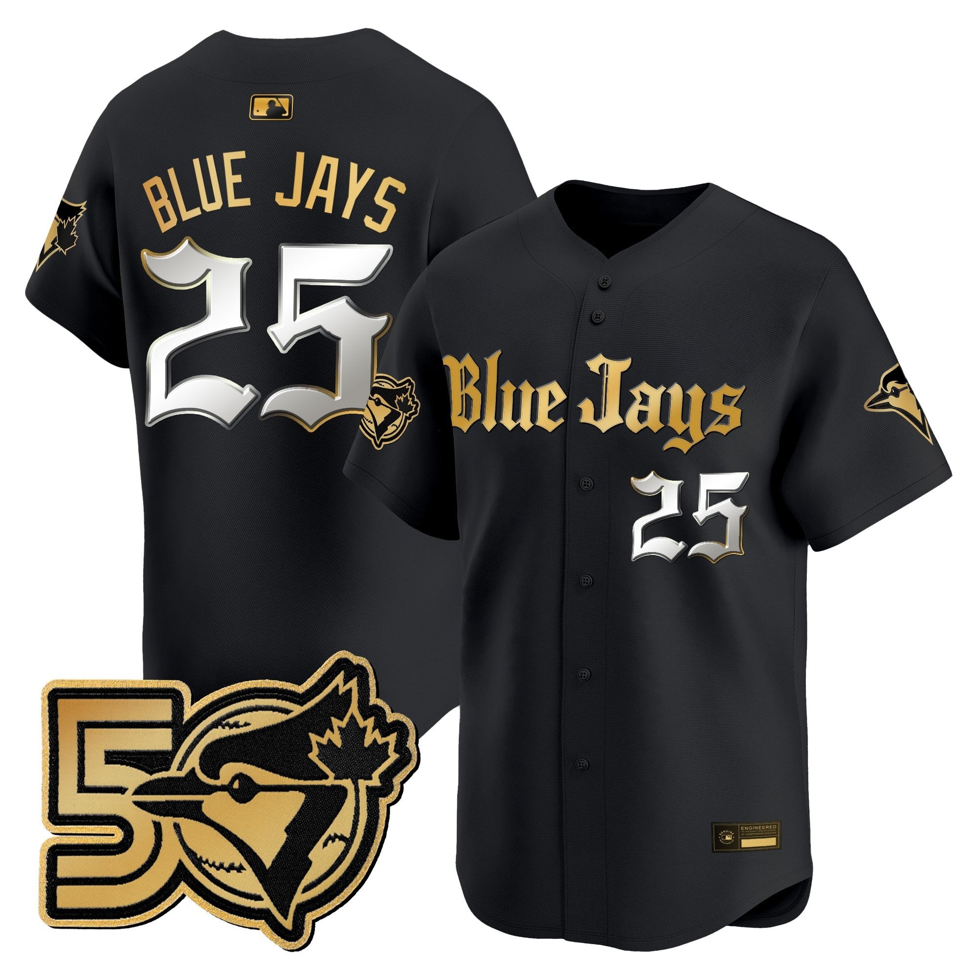 Men's Toronto Blue Jays 50 Seasons Patch Vapor Premier Limited Jersey - Gothic North Edition - All Stitched