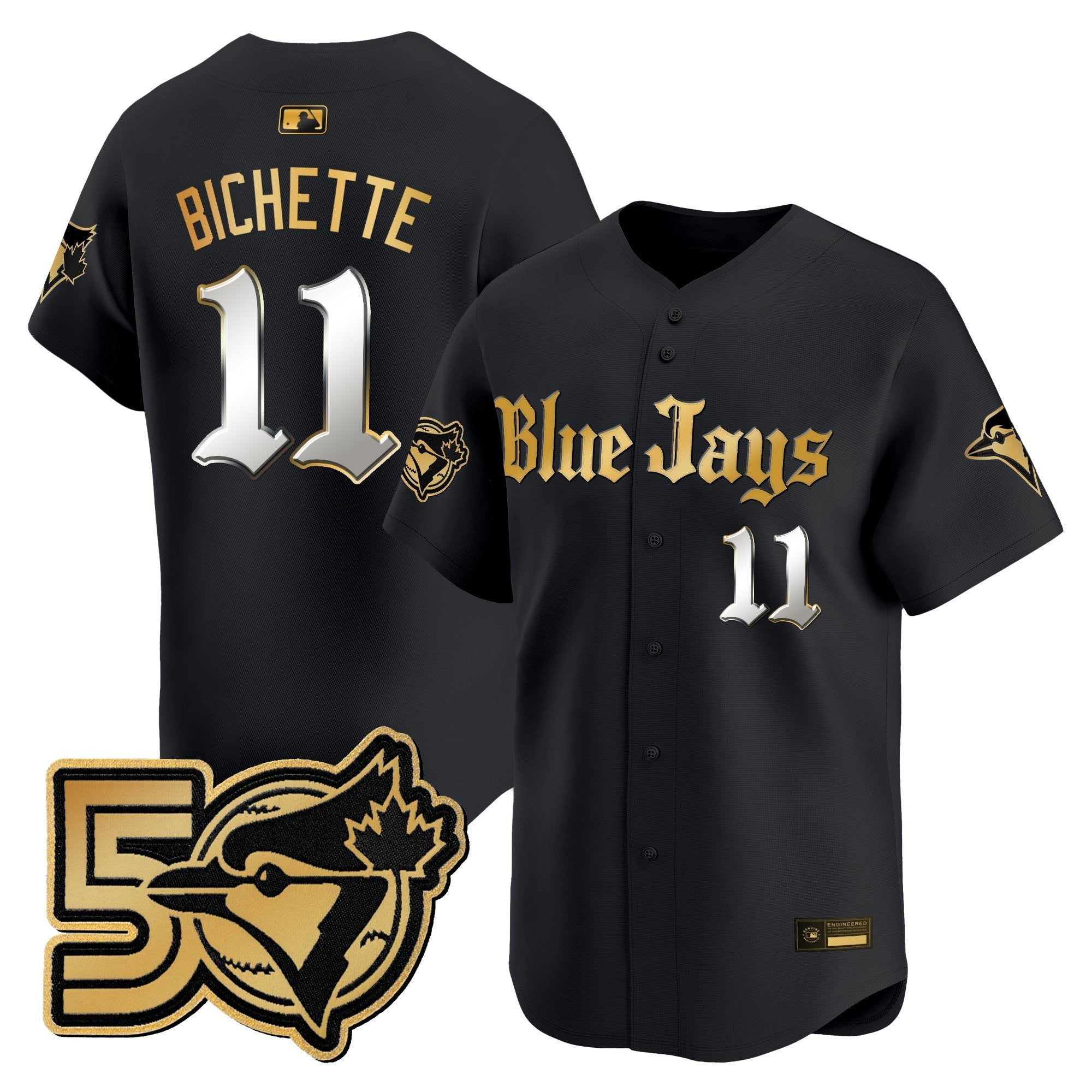 Men's Toronto Blue Jays 50 Seasons Patch Vapor Premier Limited Jersey - Gothic North Edition - All Stitched