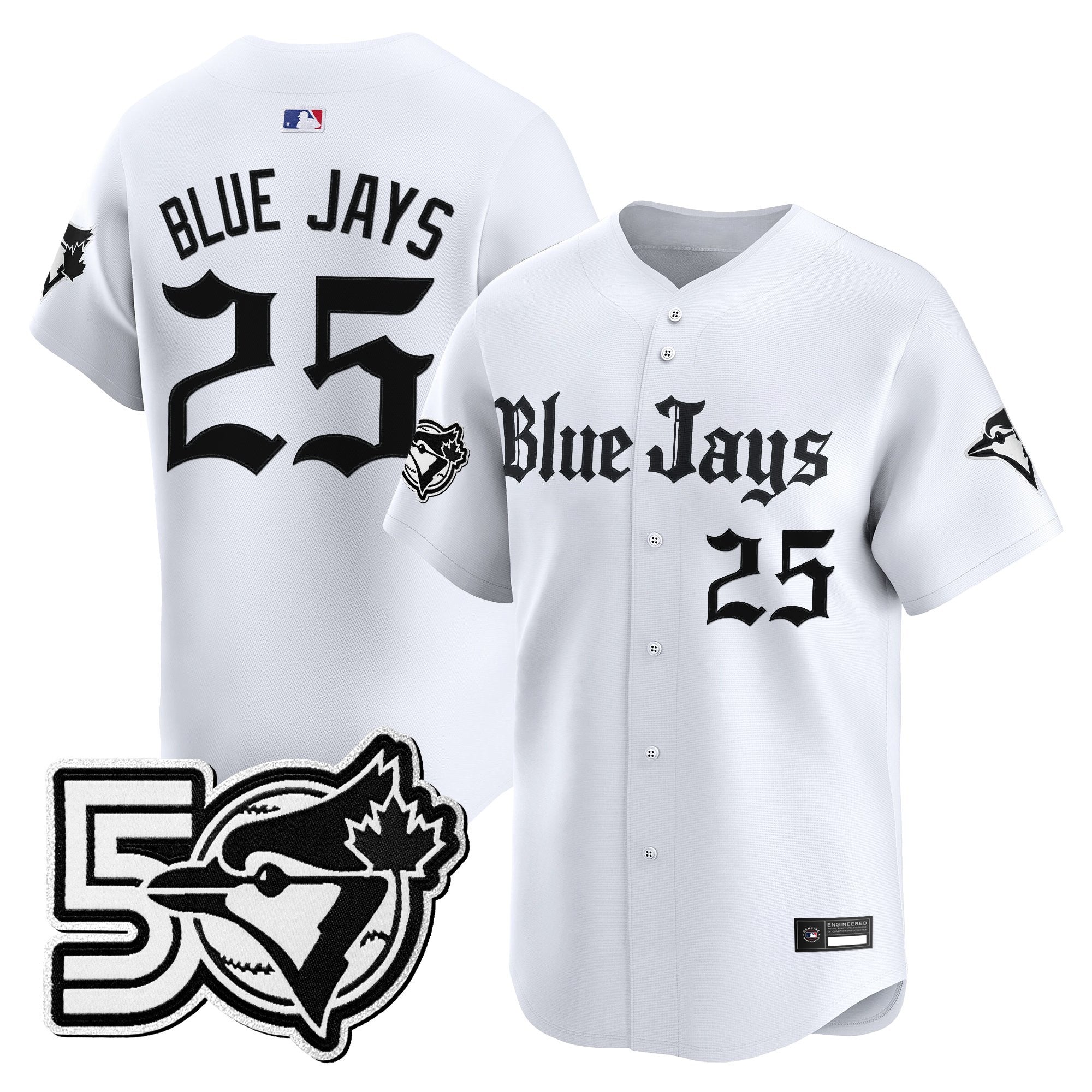 Men's Toronto Blue Jays 50 Seasons Patch Vapor Premier Limited Jersey - Gothic North Edition - All Stitched
