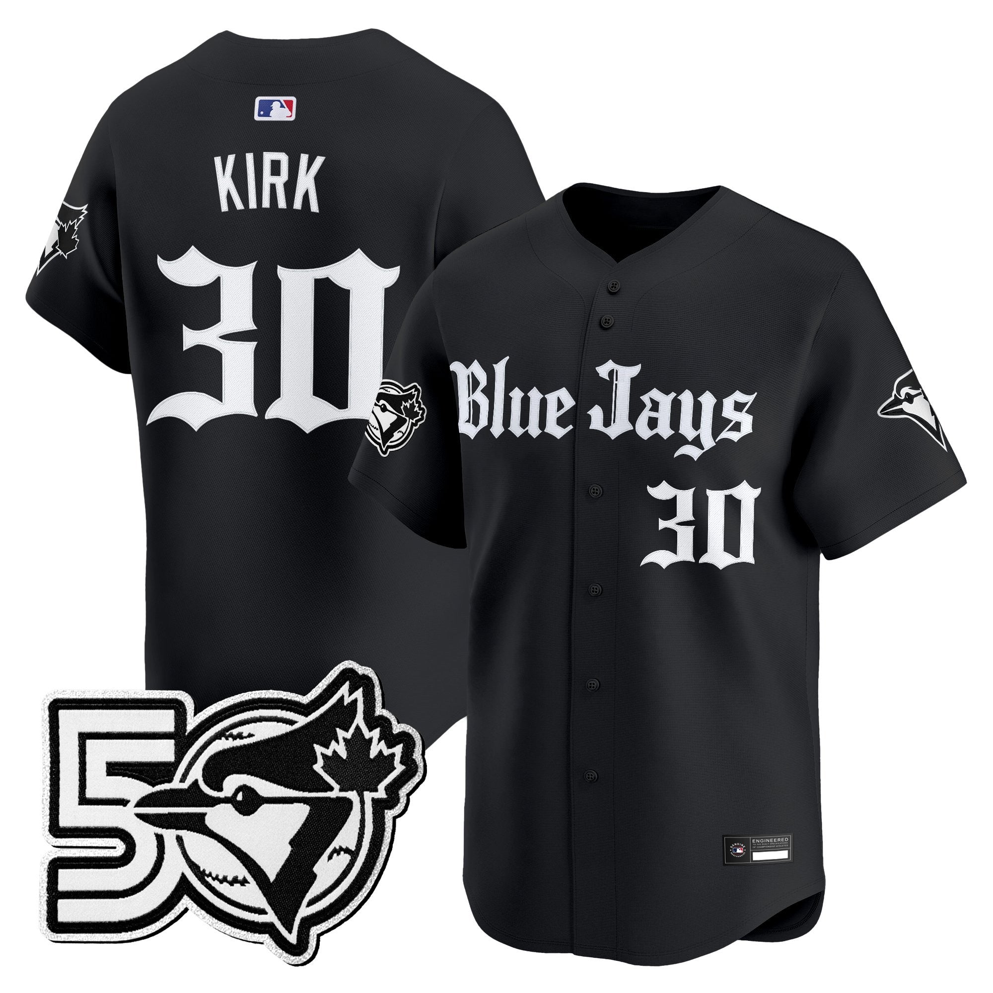 Men's Toronto Blue Jays 50 Seasons Patch Vapor Premier Limited Jersey - Gothic North Edition - All Stitched