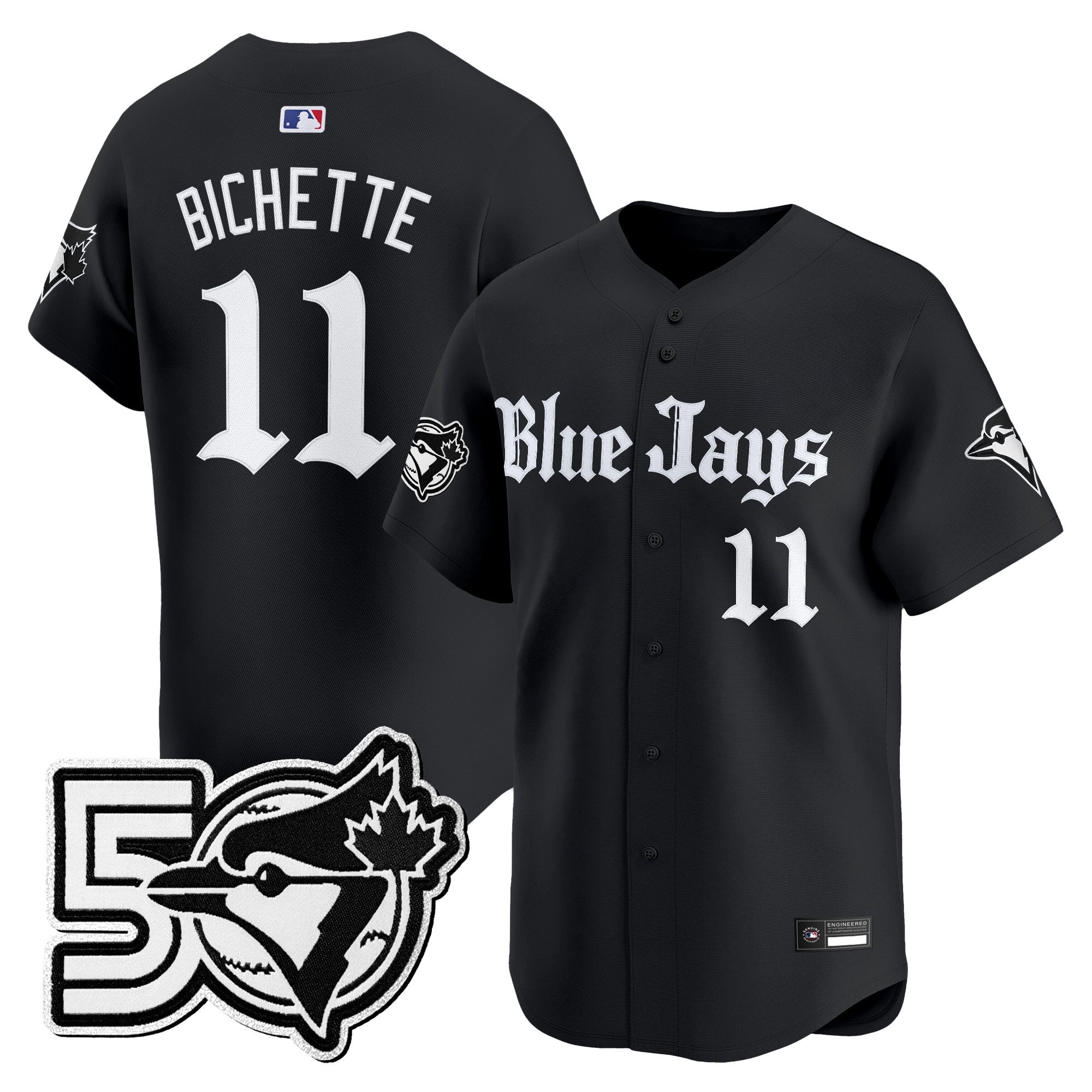 Men's Toronto Blue Jays 50 Seasons Patch Vapor Premier Limited Jersey - Gothic North Edition - All Stitched