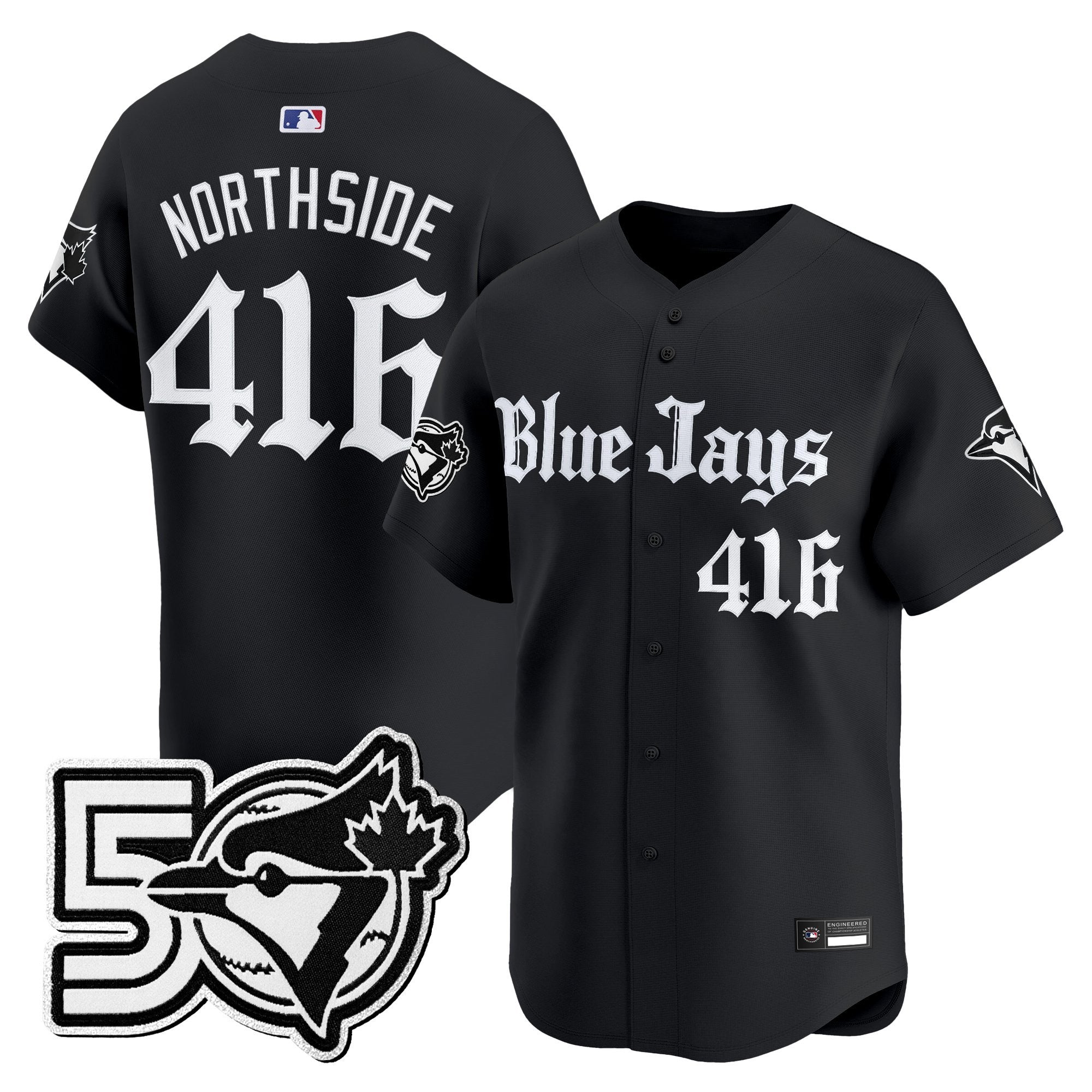 Men's Toronto Blue Jays 50 Seasons Patch Vapor Premier Limited Jersey - Gothic North Edition - All Stitched