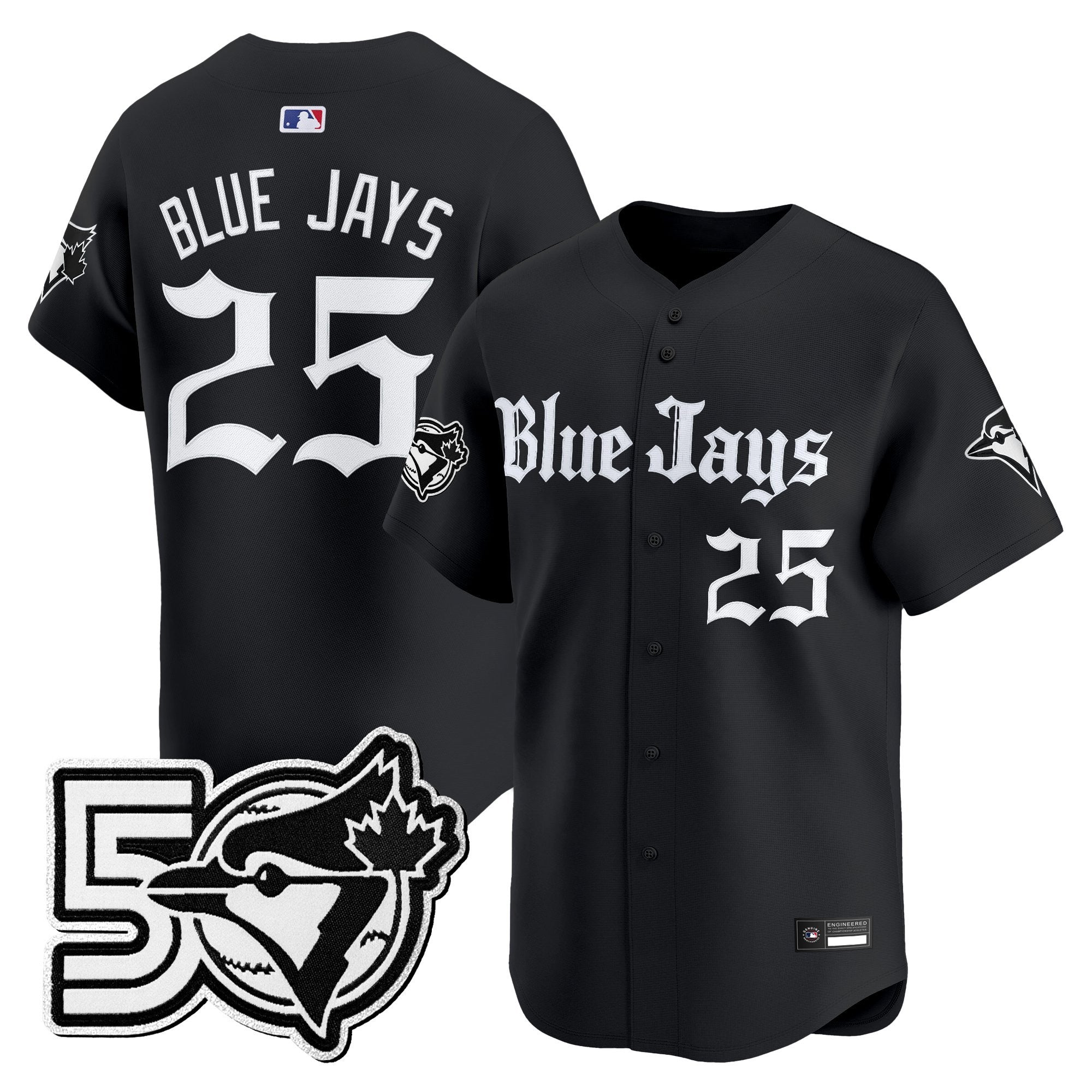 Men's Toronto Blue Jays 50 Seasons Patch Vapor Premier Limited Jersey - Gothic North Edition - All Stitched