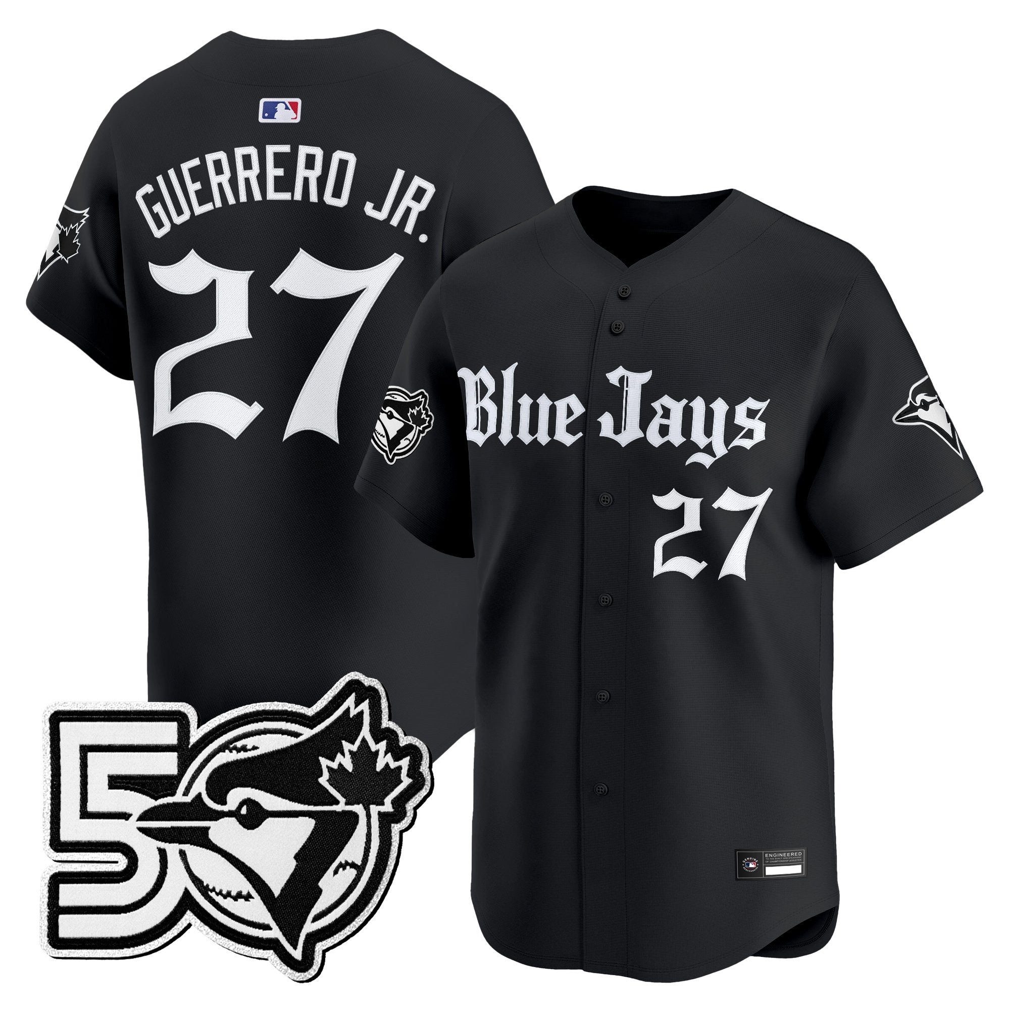 Men's Toronto Blue Jays 50 Seasons Patch Vapor Premier Limited Jersey - Gothic North Edition - All Stitched
