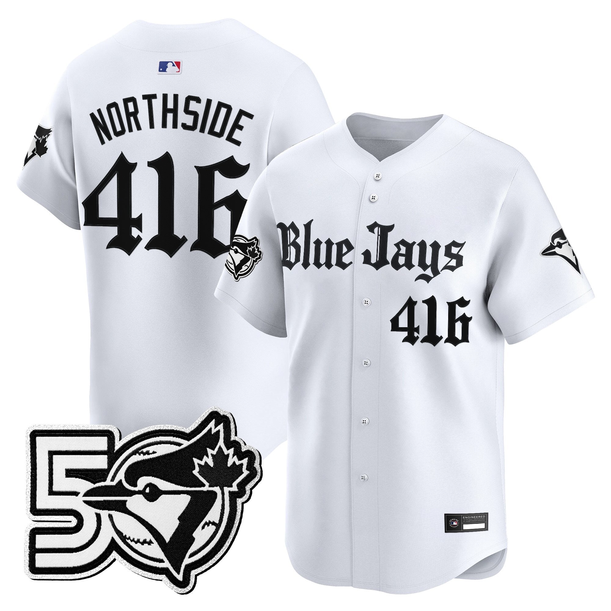 Men's Toronto Blue Jays 50 Seasons Patch Vapor Premier Limited Jersey - Gothic North Edition - All Stitched