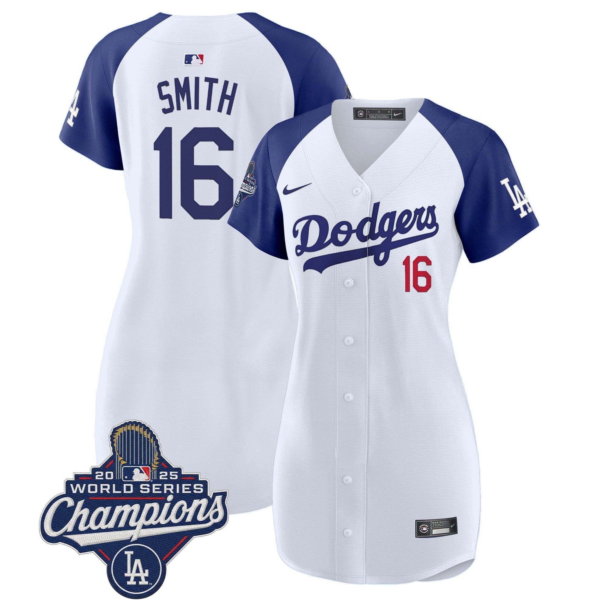 Women's Dodgers 2025 World Series Champions Patch Baseball Dress - All Stitched