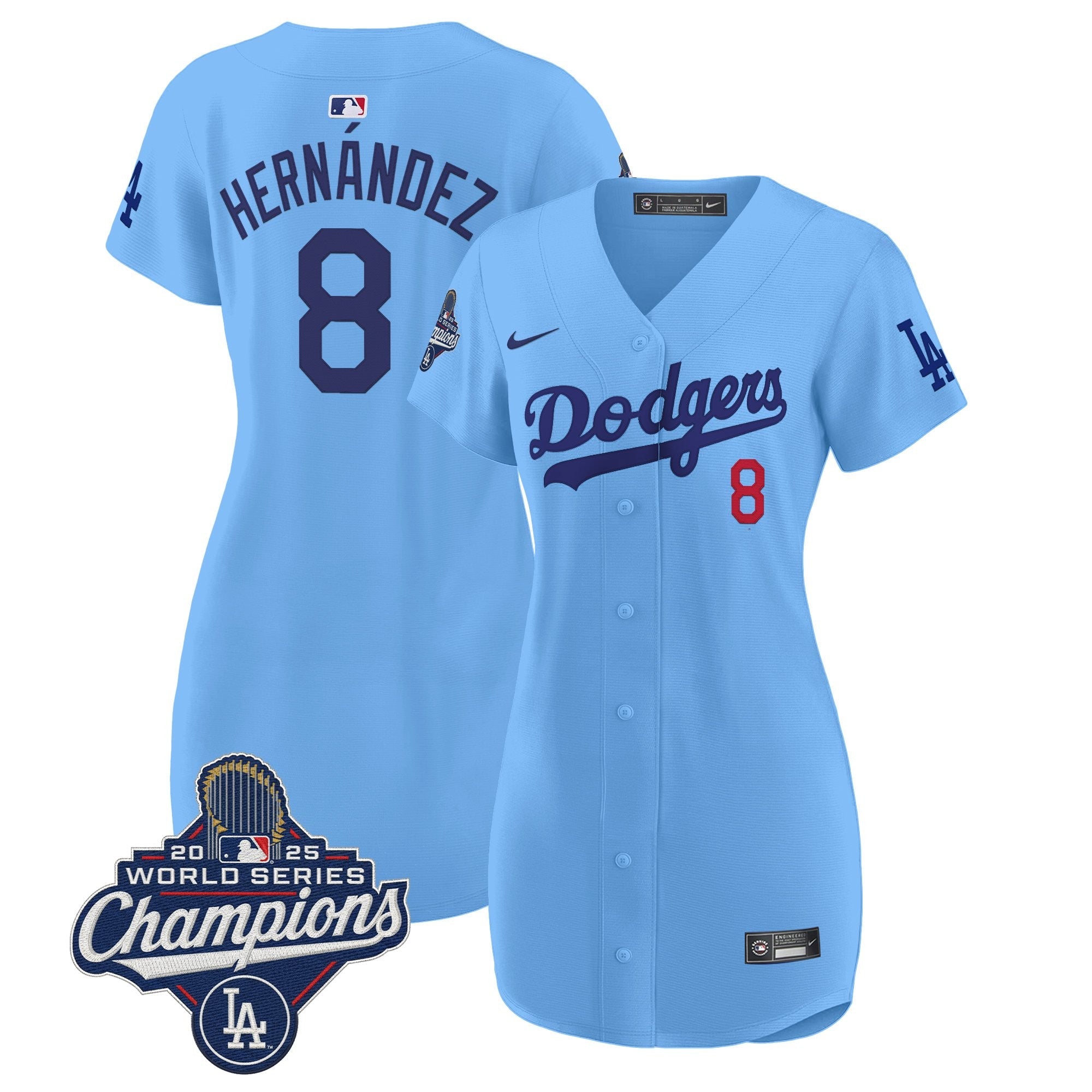 Women's Dodgers 2025 World Series Champions Patch Baseball Dress - All Stitched