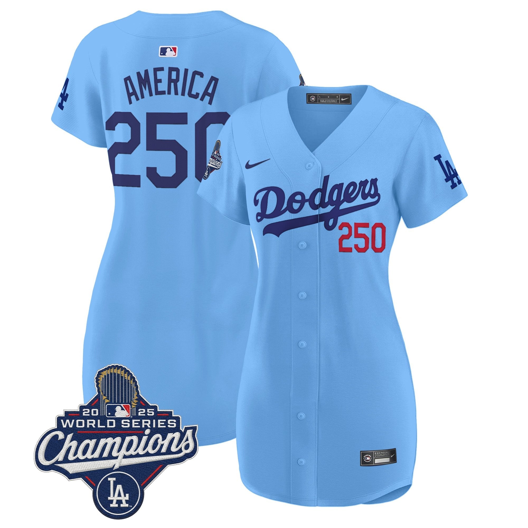 Women's Dodgers 2025 World Series Champions Patch Baseball Dress - All Stitched