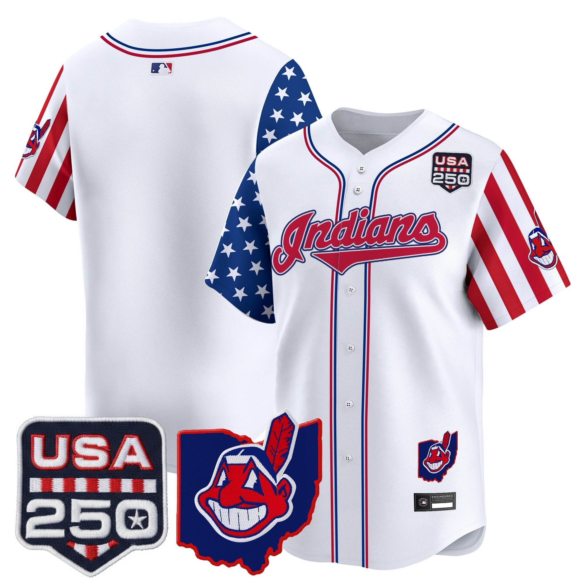 Men's Cleveland Indians "America250 Edition" Vapor Premier Limited Jersey - All Stitched