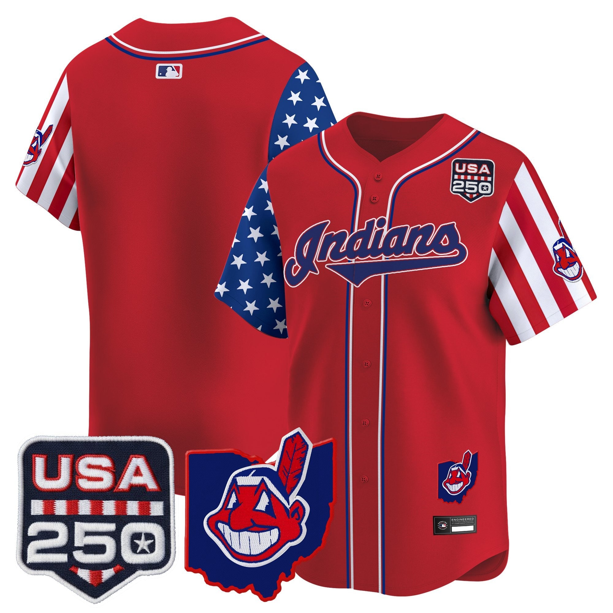 Men's Cleveland Indians "America250 Edition" Vapor Premier Limited Jersey - All Stitched