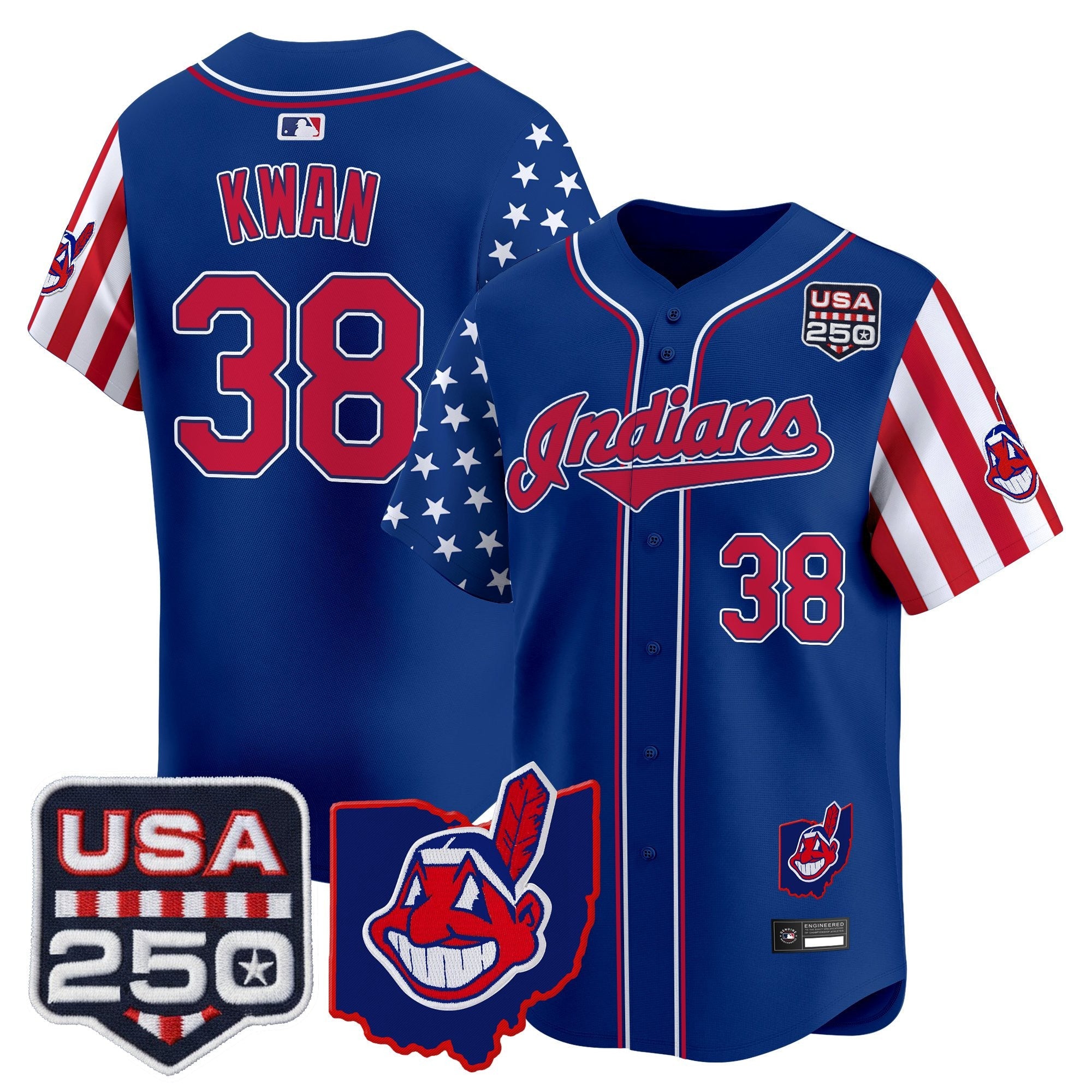 Men's Cleveland Indians "America250 Edition" Vapor Premier Limited Jersey - All Stitched