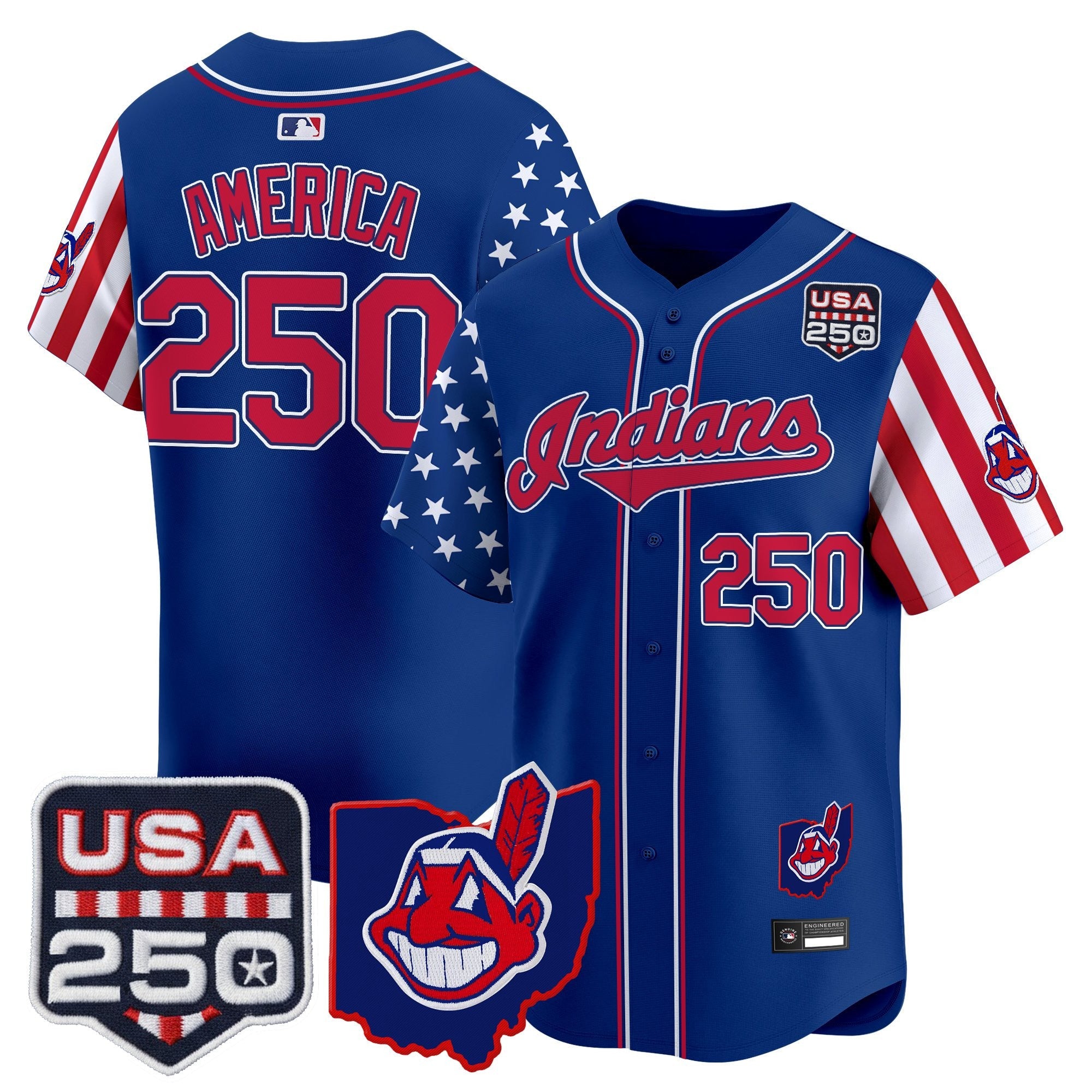 Men's Cleveland Indians "America250 Edition" Vapor Premier Limited Jersey - All Stitched
