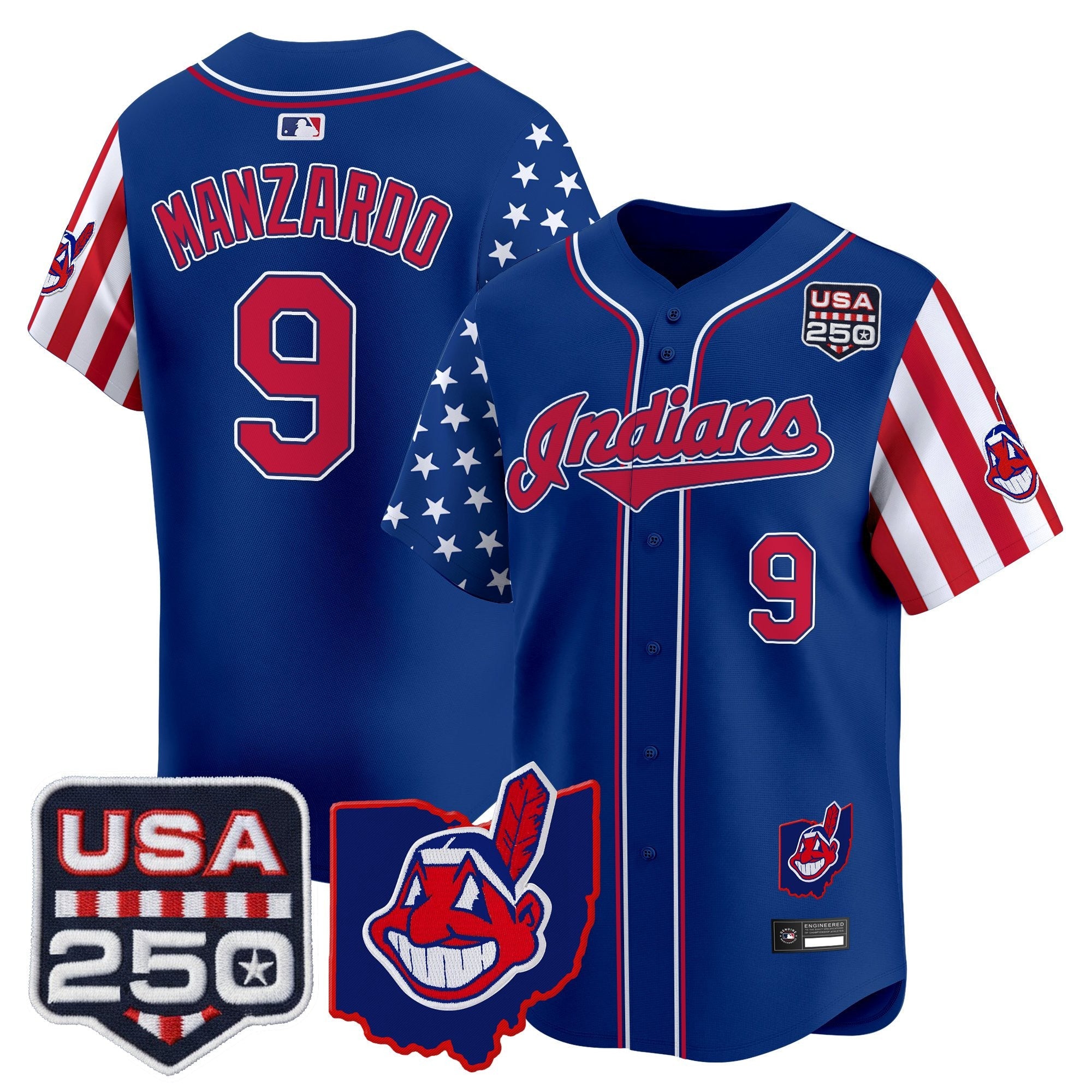 Men's Cleveland Indians "America250 Edition" Vapor Premier Limited Jersey - All Stitched
