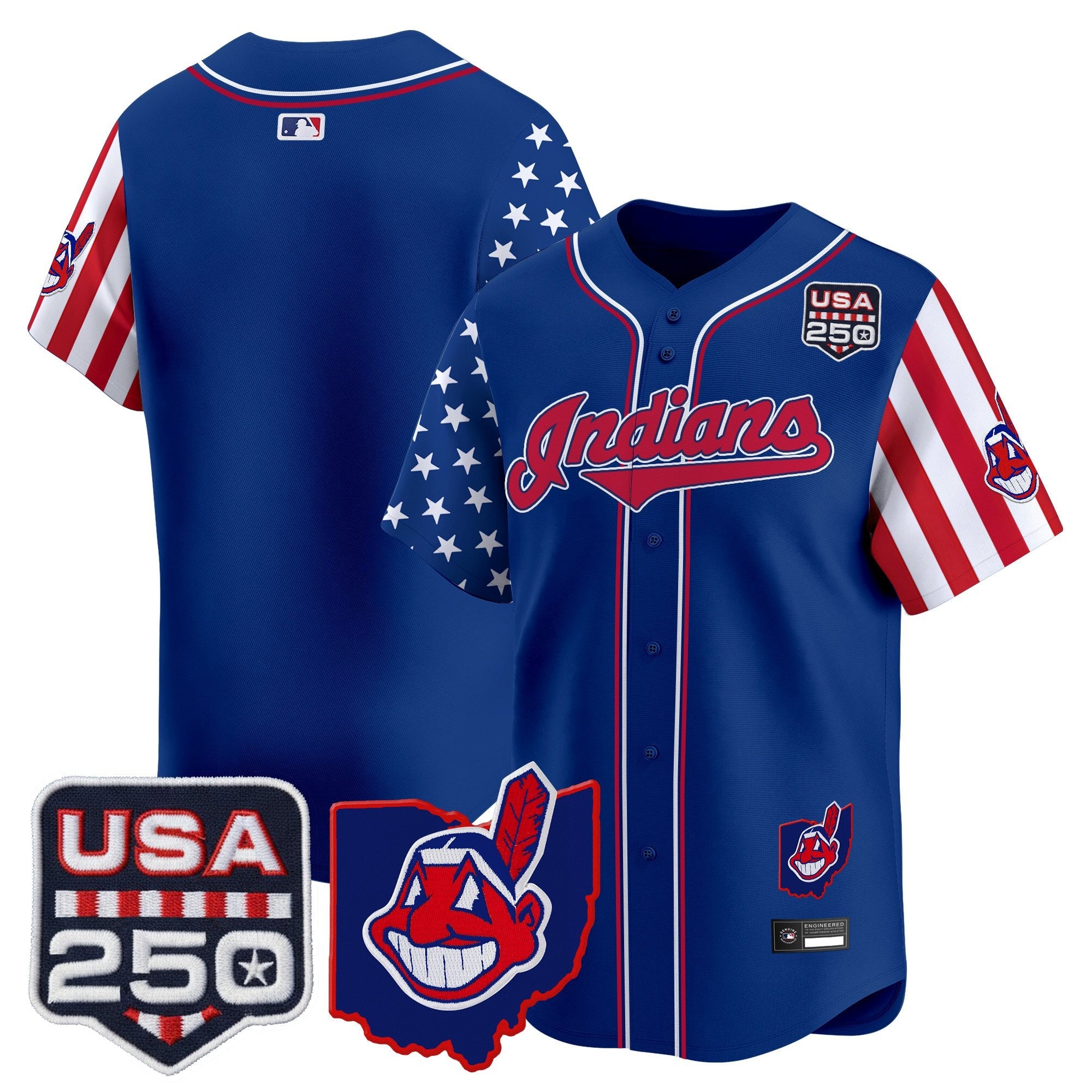 Men's Cleveland Indians "America250 Edition" Vapor Premier Limited Jersey - All Stitched