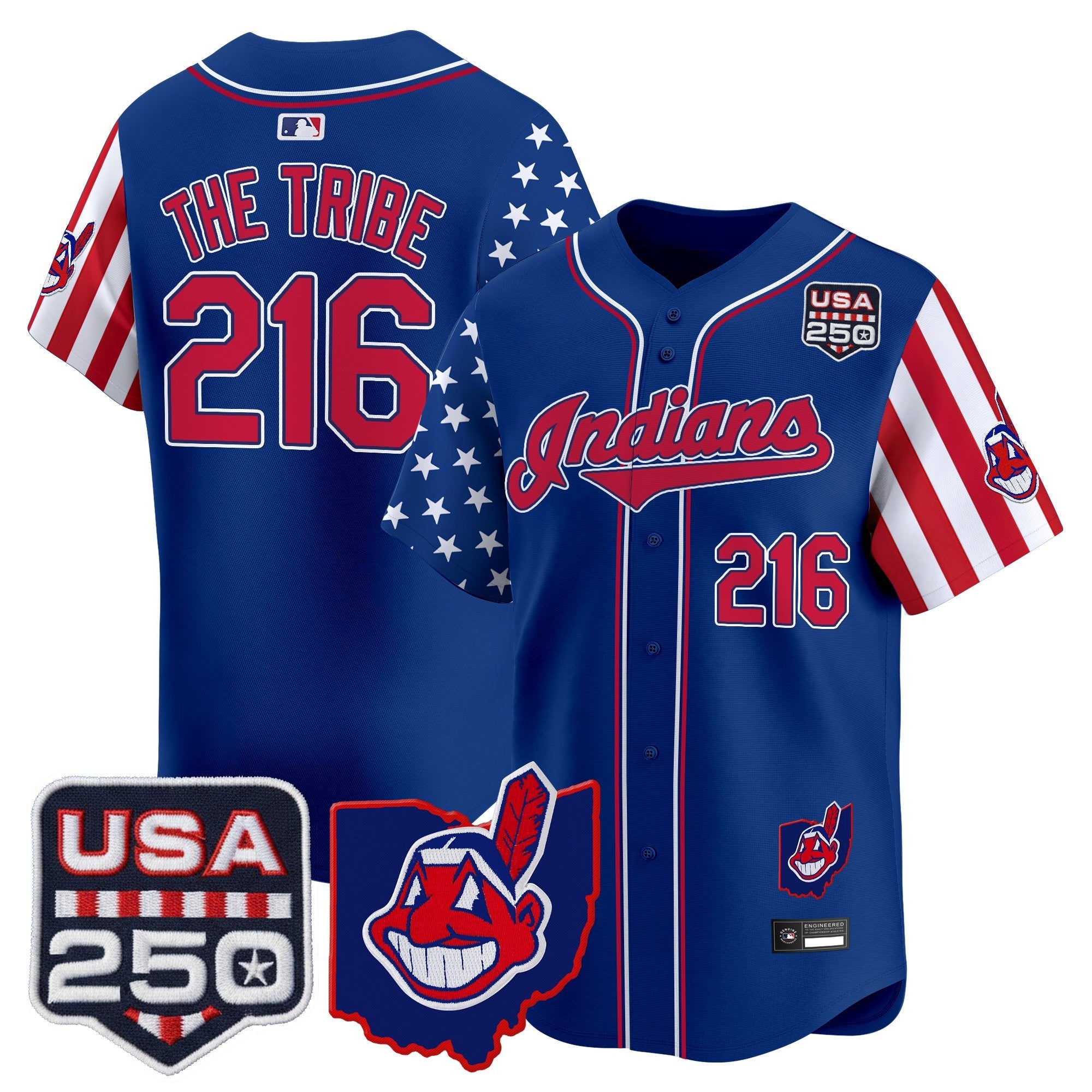 Men's Cleveland Indians "America250 Edition" Vapor Premier Limited Jersey - All Stitched