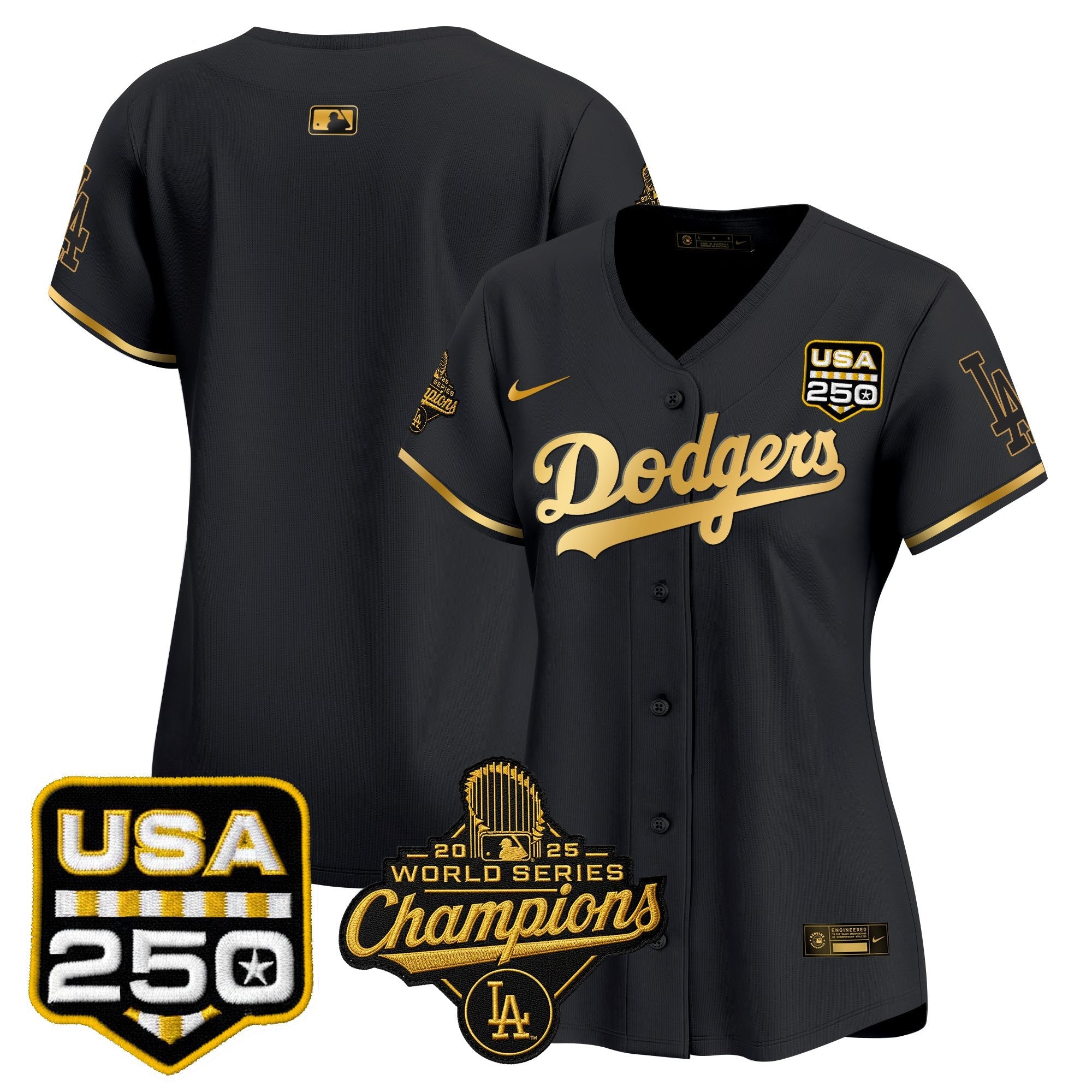 Women's Dodgers 2025 World Series Champions & 250America Patch Vapor Premier Limited Jersey - All Stitched
