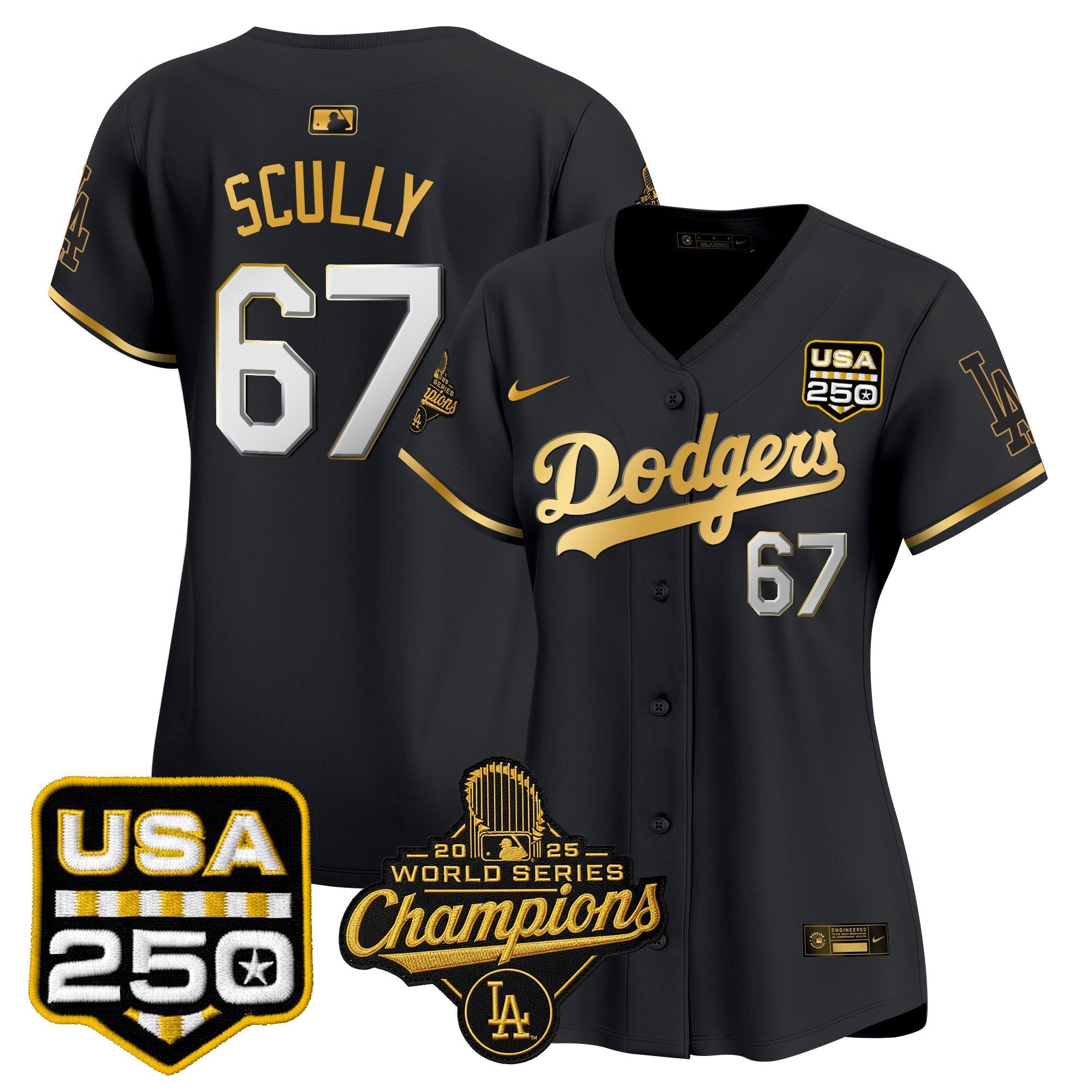 Women's Dodgers 2025 World Series Champions & 250America Patch Vapor Premier Limited Jersey - All Stitched