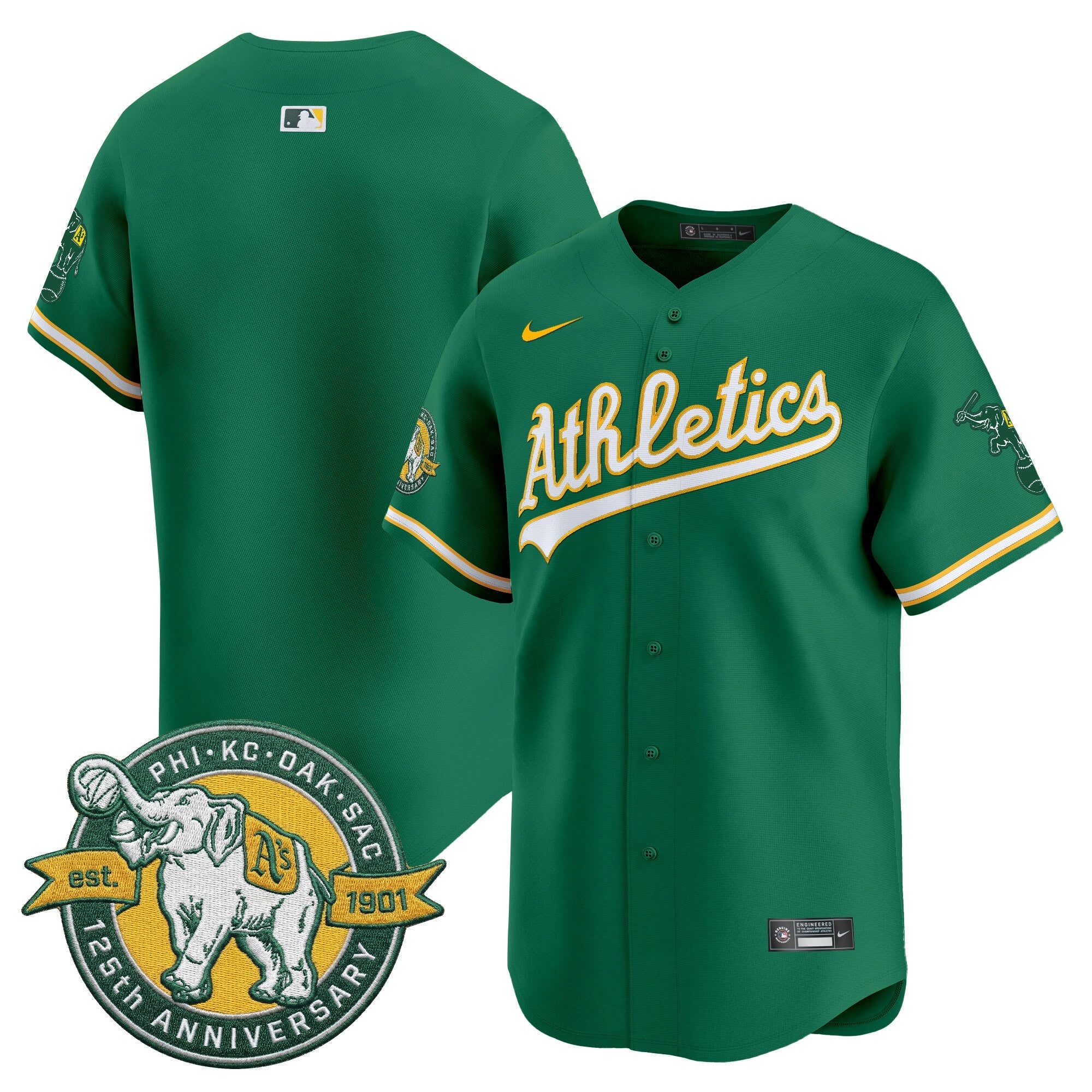 Men's Oakland Athletics 125th Anniversary Patch Vapor Premier Limited Jersey - All Stitched