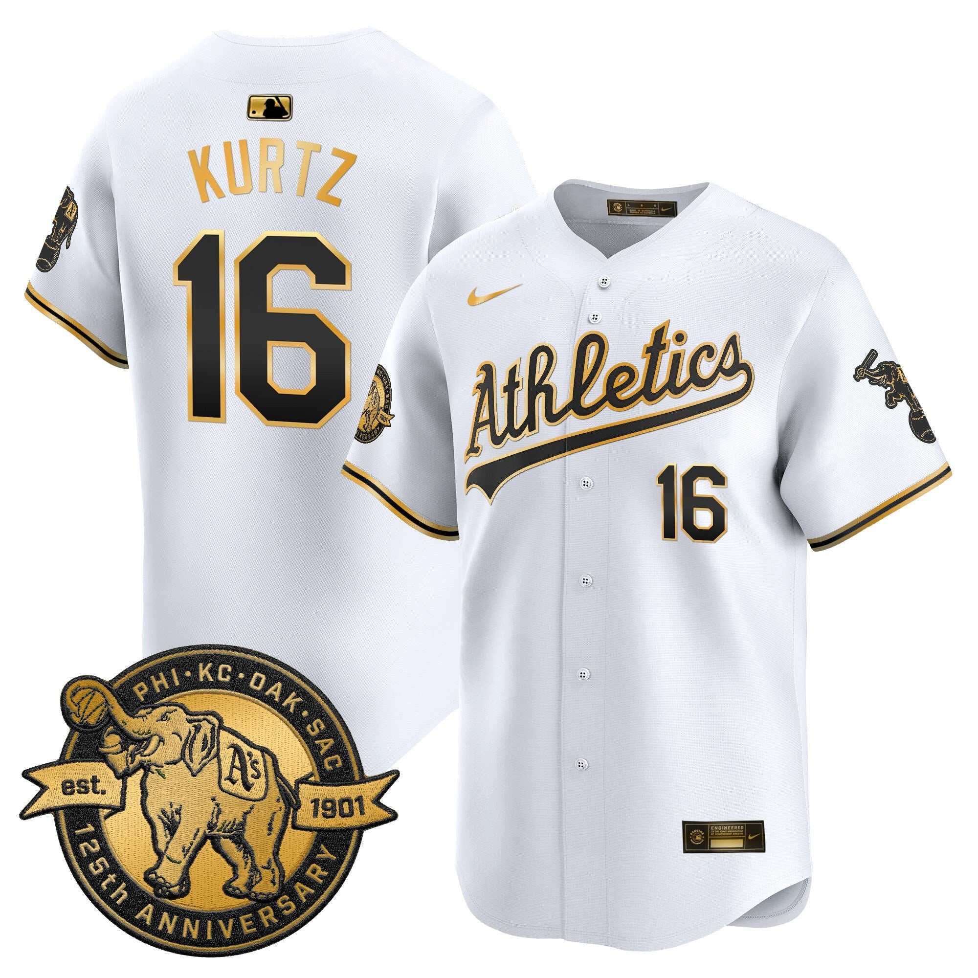 Men's Oakland Athletics 125th Anniversary Patch Vapor Premier Limited Jersey - All Stitched